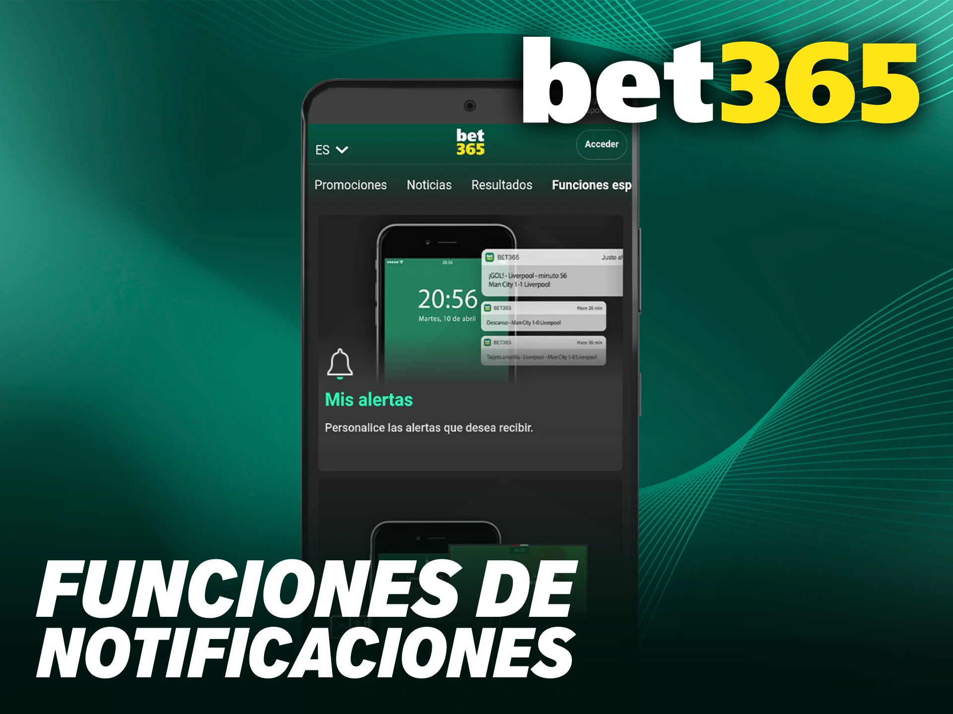 Configura las alertas de promociones en tu aplicación para dispositivos Bet365 Android.