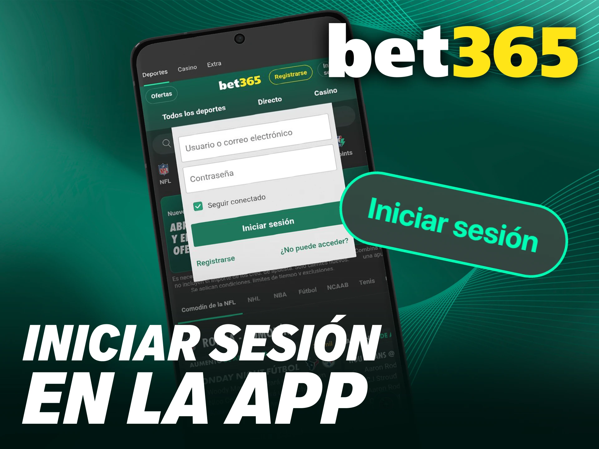Debes Bet365 iniciar sesión en la aplicación Android para acceder a tu perfil.