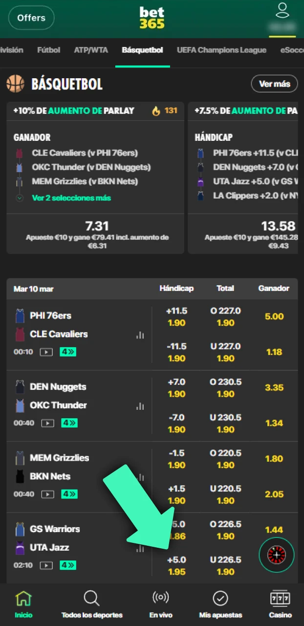 Confirma el monto en tu boleto en Bet365 y espera a obtener ganancias de tu apuesta.
