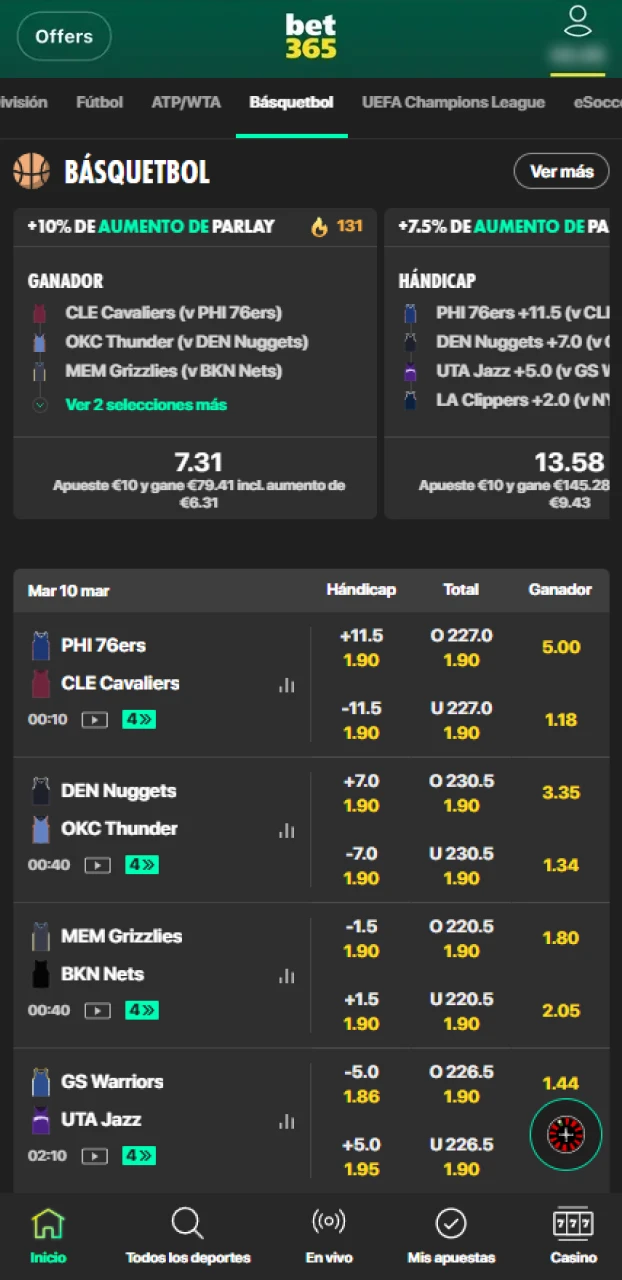 Elige tu tipo de apuesta en Bet365 y haz tu jugada para ganar mucho dinero.