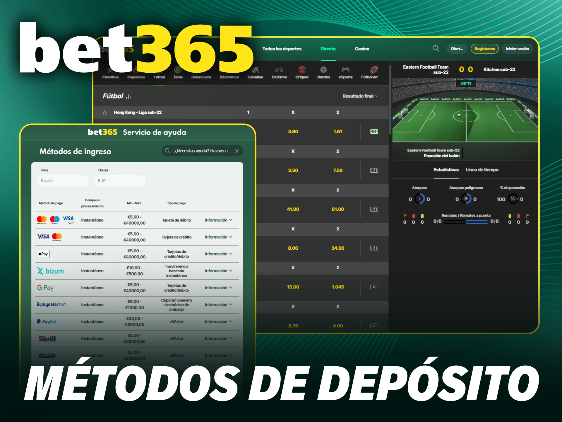 Deposita fondos en tu cuenta Bet365 para hacer una apuesta.