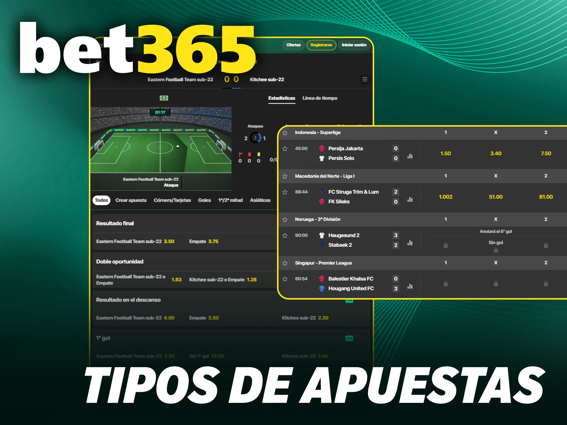 Explora mercados en Bet365 y haz una apuesta para triunfar.