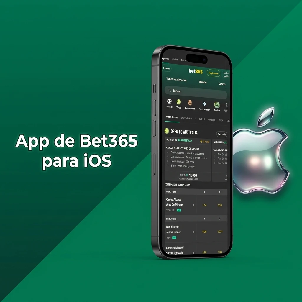 App de Bet365 para iOS en iPhone y iPad con apuestas deportivas en vivo, casino y pagos desde la aplicación móvil