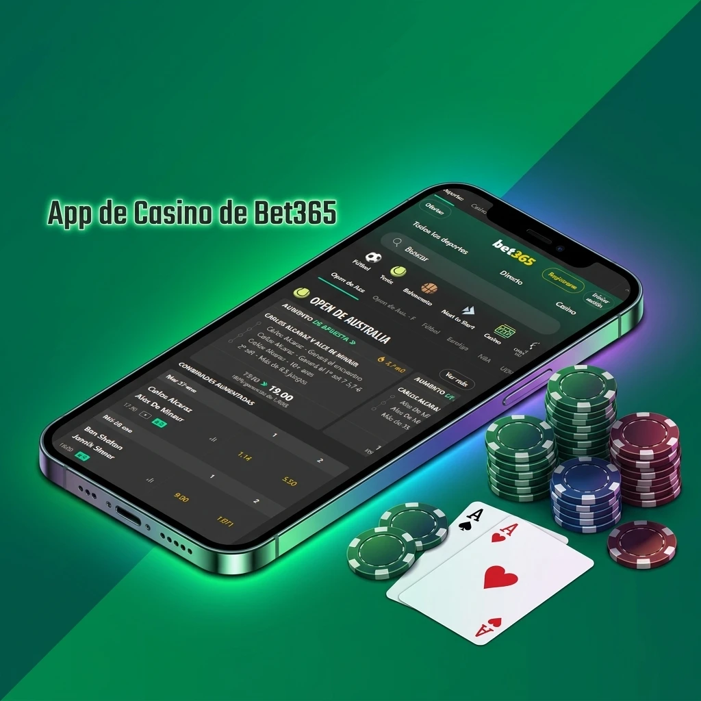 App de casino Bet365 con slots, ruleta, blackjack y casino en vivo con crupieres reales en alta definición