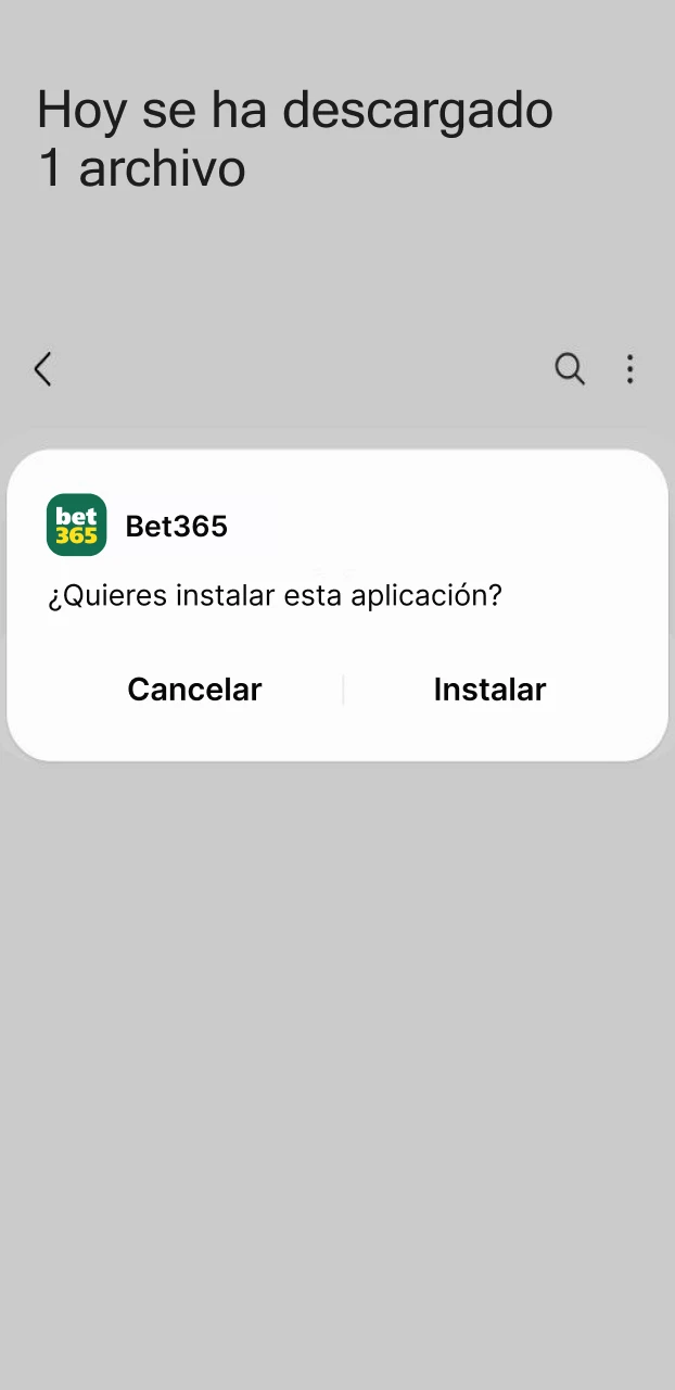 Finaliza el proceso y confirma la instalación de Bet365 Android en tu equipo.