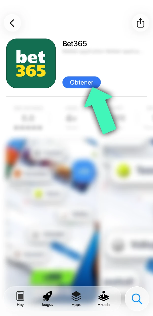 Presiona el botón de descarga para comenzar a instalar Bet365 iOS.