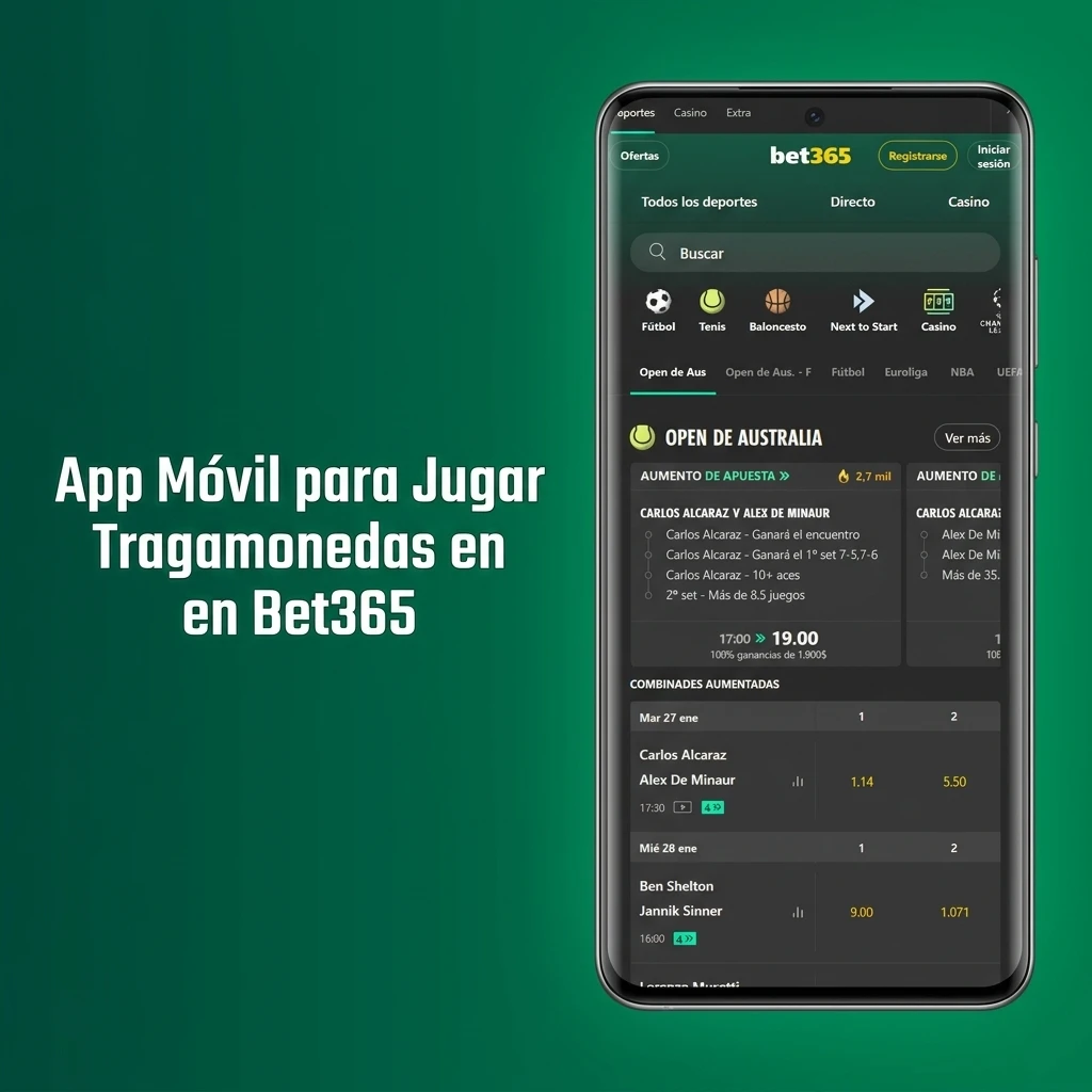 App móvil Bet365 para jugar tragamonedas en celular con interfaz táctil optimizada para iOS y Android