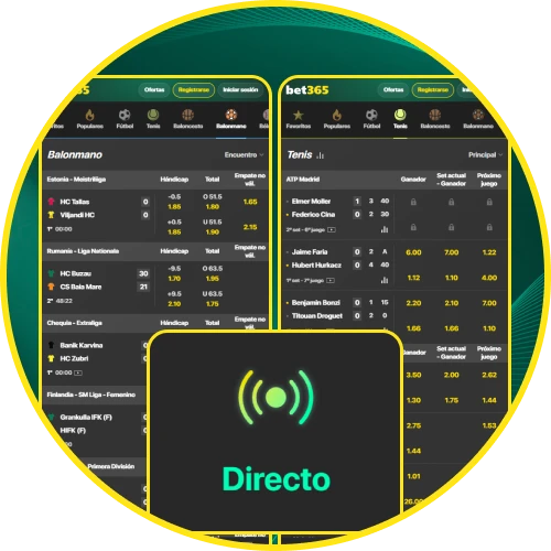 Disfruta de Bet365 apuestas en vivo y multiapuestas desde la aplicación.