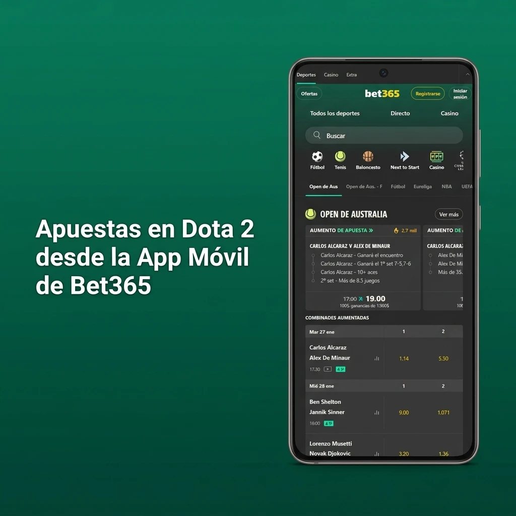 Apuesta en Dota 2 desde la app móvil de Bet365 en Android e iOS con mercados en vivo y cuotas en tiempo real