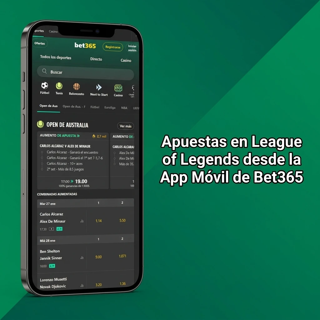 Apuesta en League of Legends desde la app móvil de Bet365 en iOS y Android con cuotas en vivo