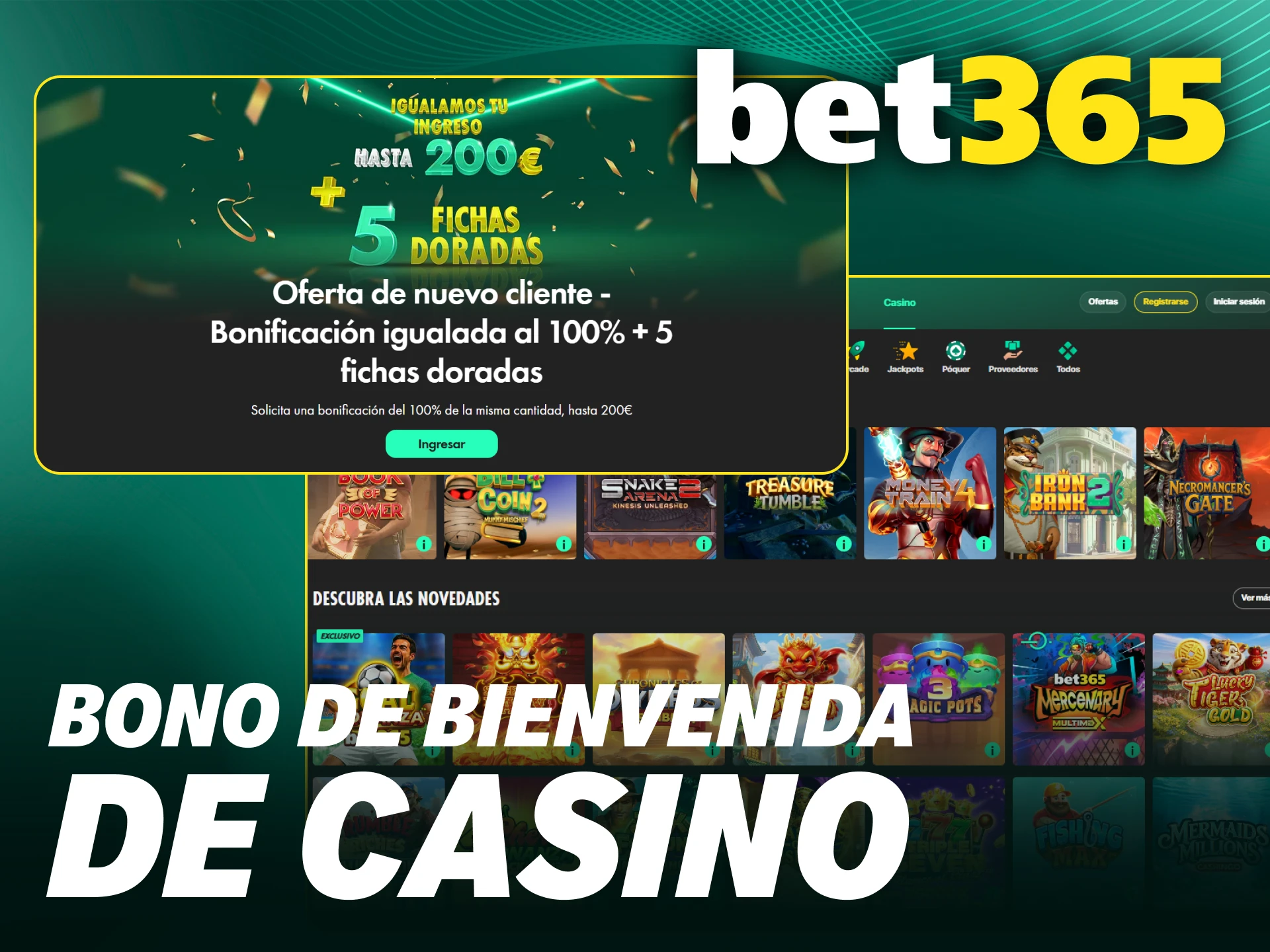 Activa el bono de bienvenida para el casino en Bet365.