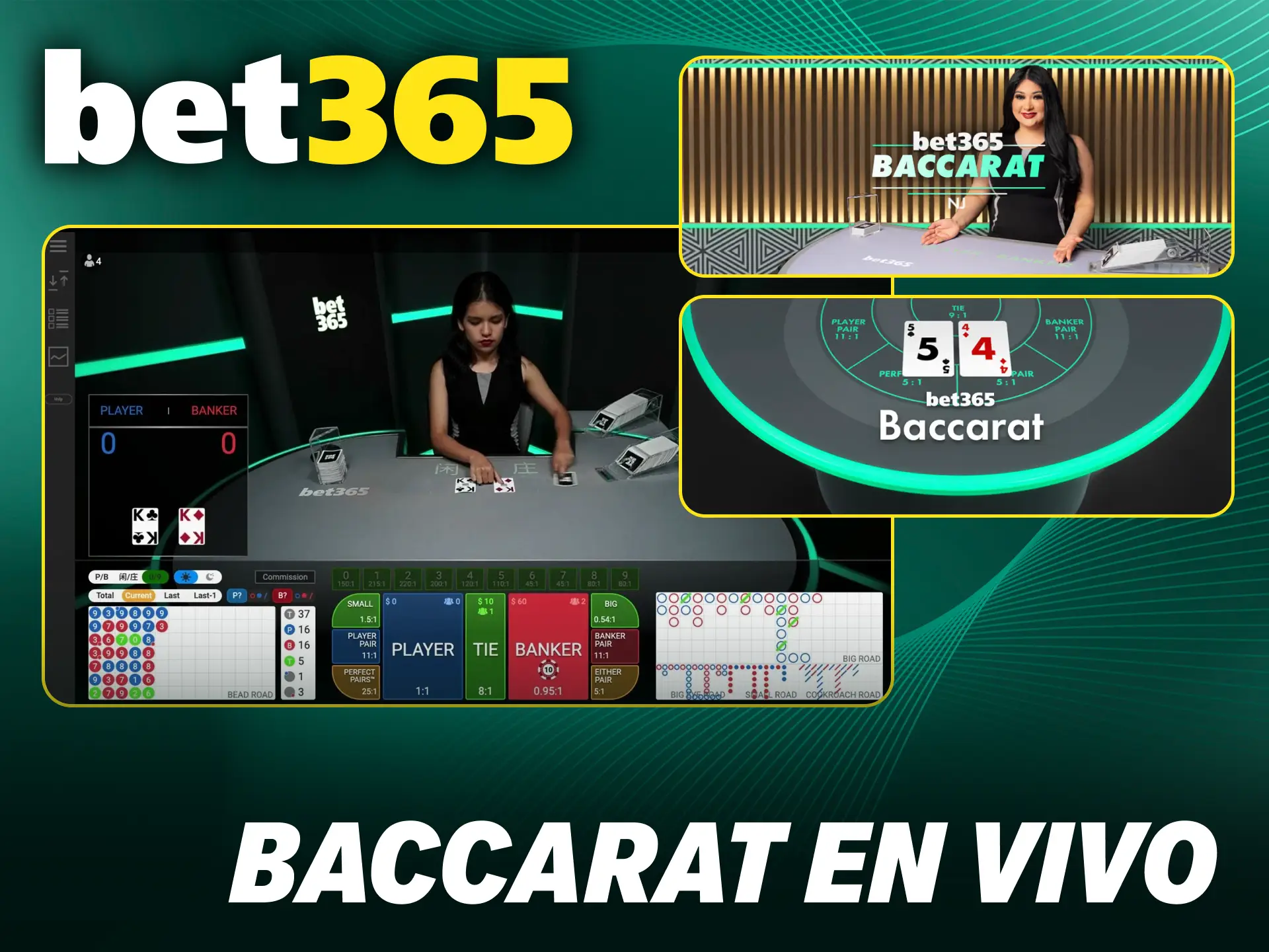 Prueba tu suerte ahora en las mesas de Baccarat en vivo de Bet365.