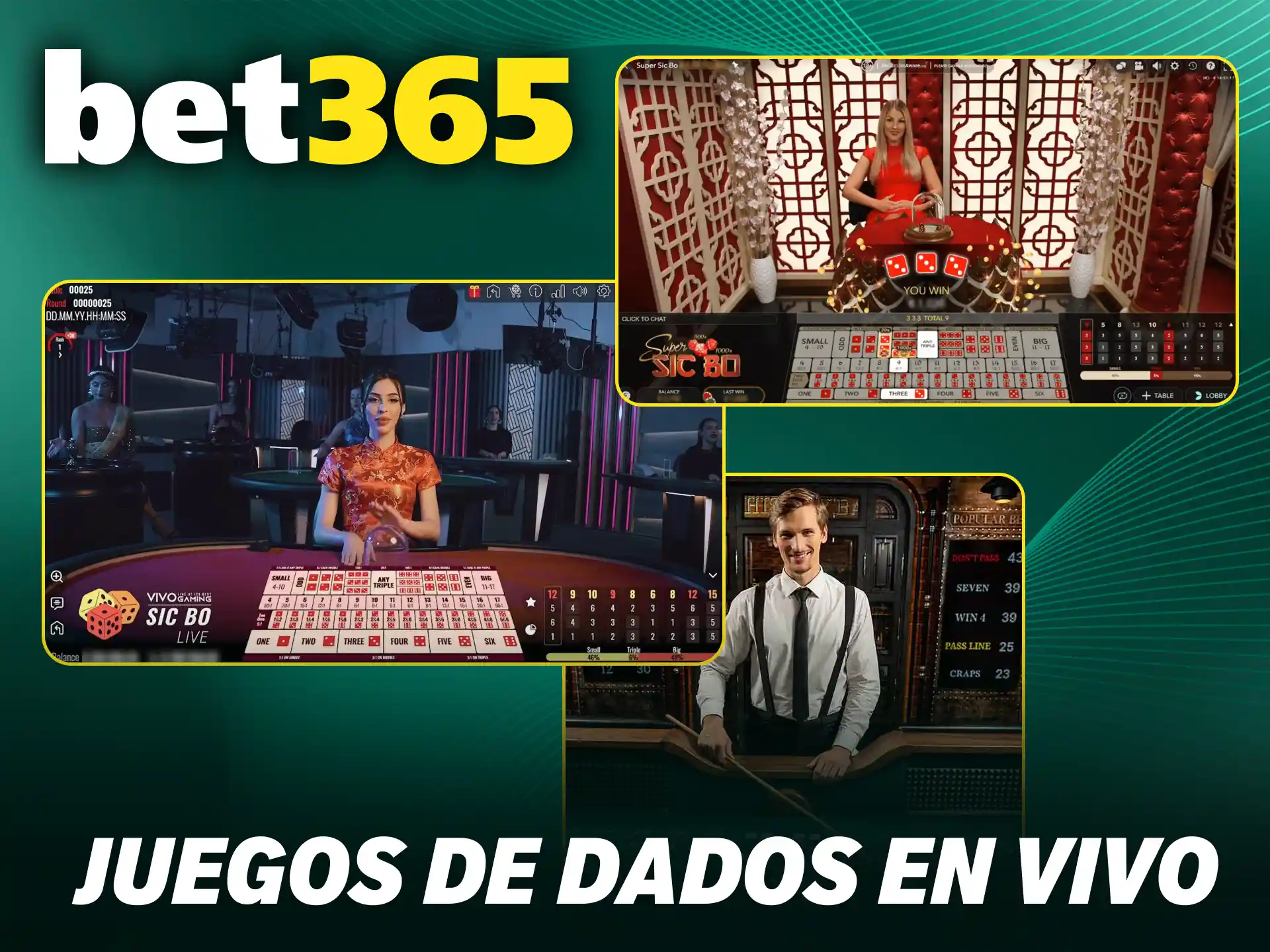 Lanza los dados y acierta en los juegos de dados en vivo de Bet365.