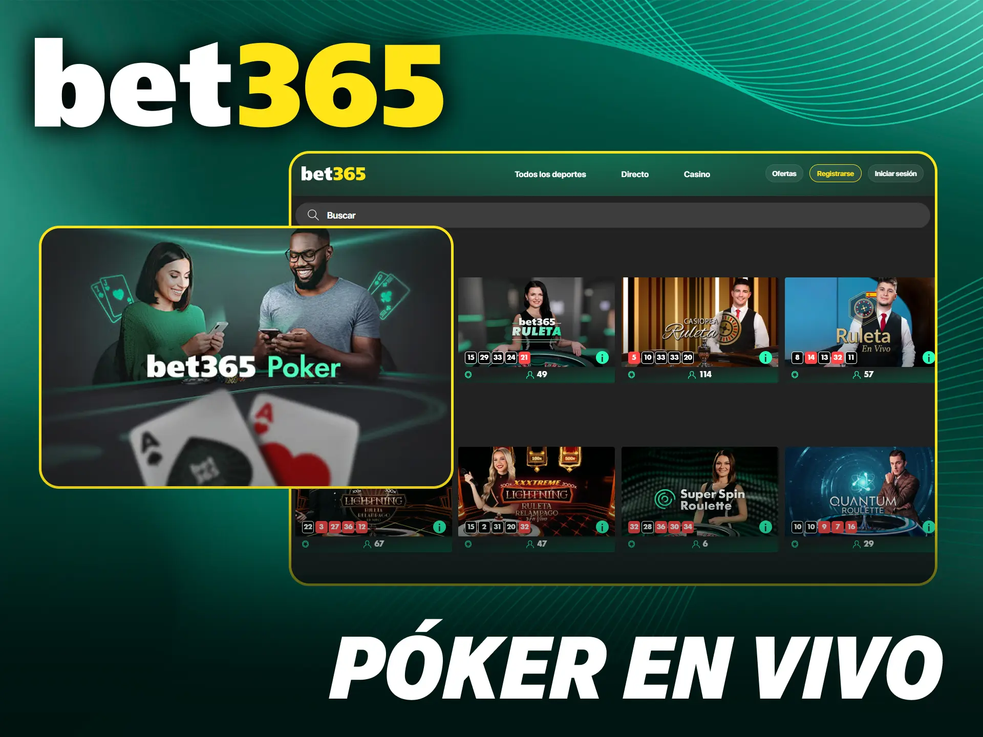 Demuestra toda tu habilidad en el Póker en vivo disponible en Bet365.