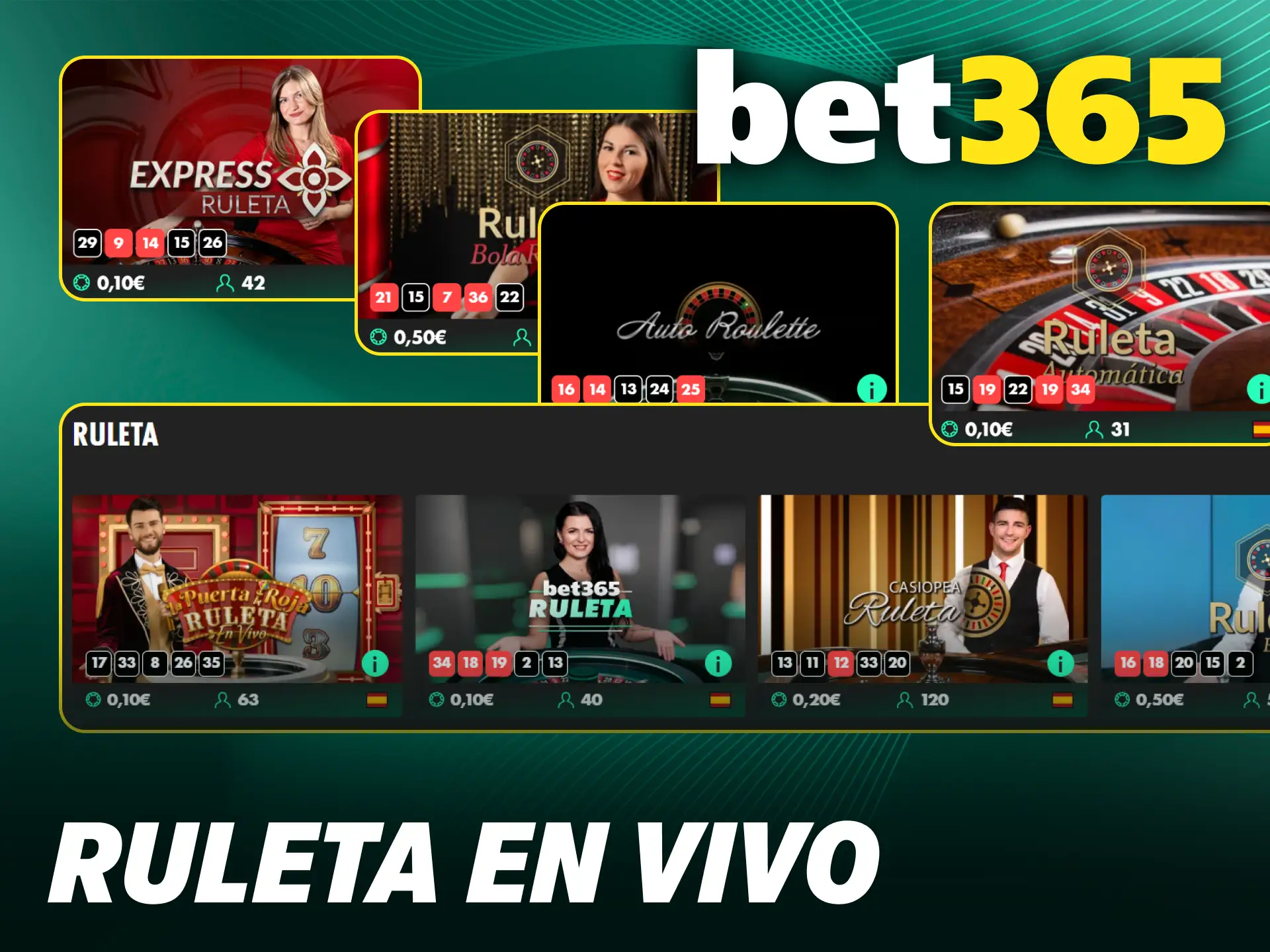 Haz tus mejores apuestas en la Ruleta en vivo de Bet365 para ganar.