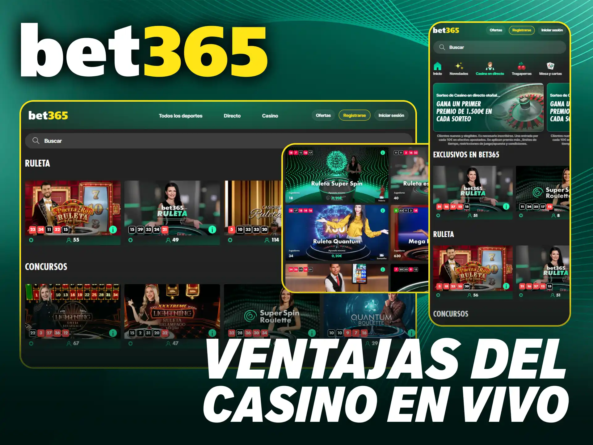 Aprovecha todas las ventajas exclusivas de apostar en el casino en vivo de Bet365.