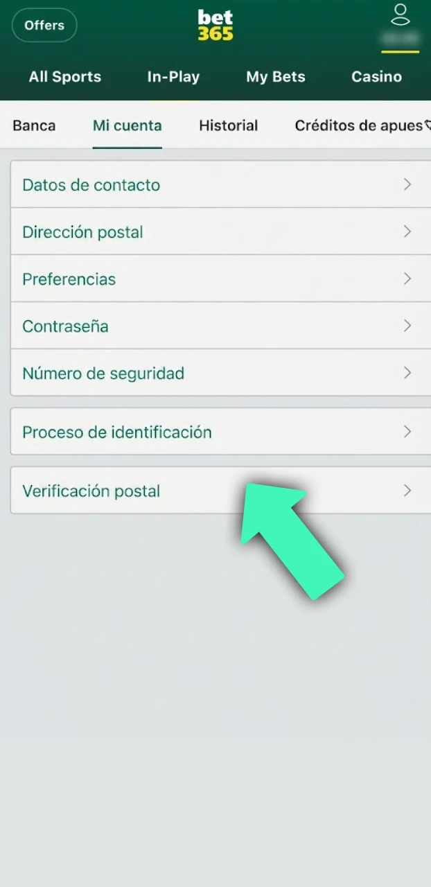 Valida tus datos personales para jugar en el casino con seguridad en Bet365.