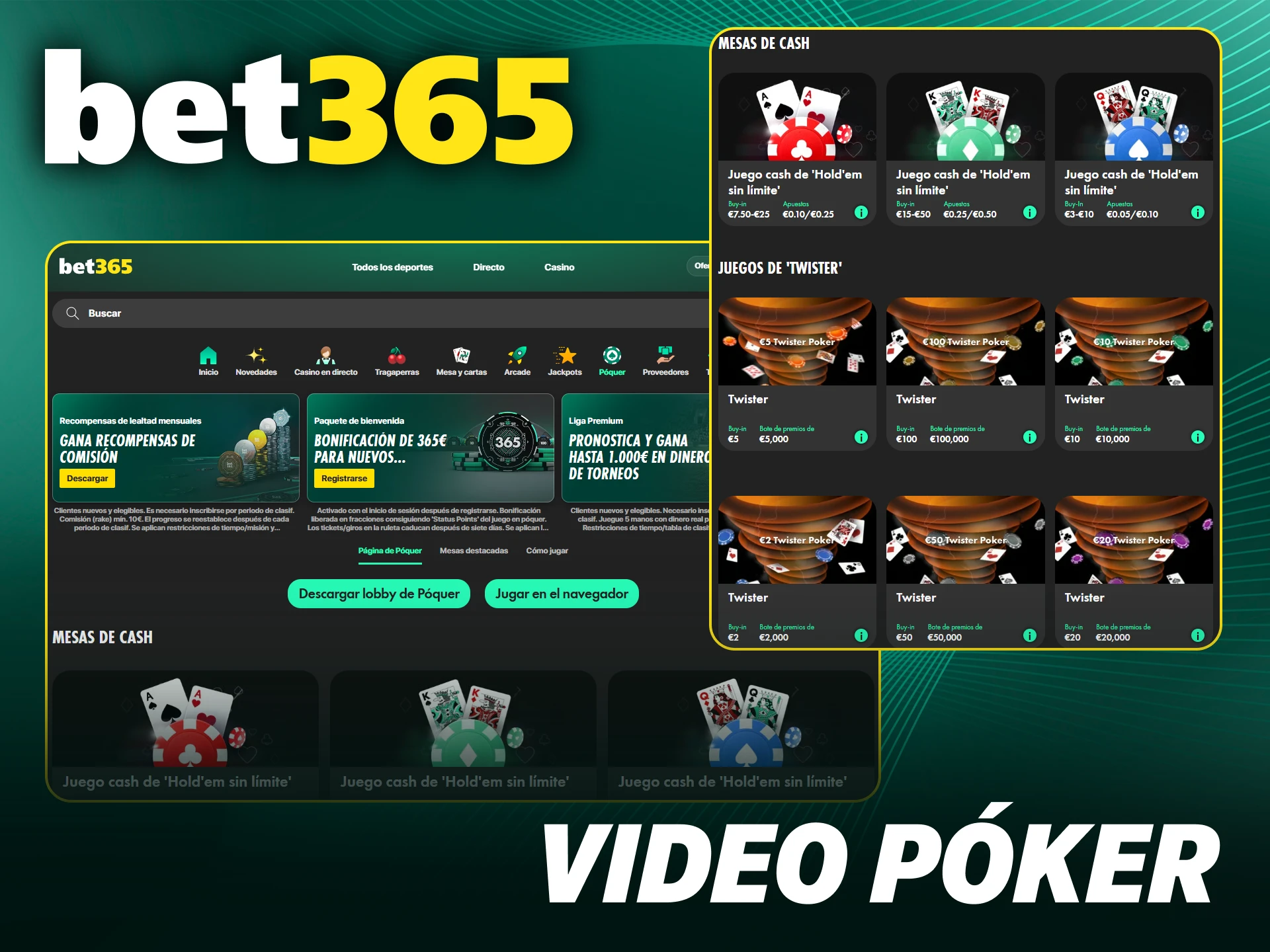 Consigue la combinación ganadora de video póker dentro del casino de Bet365.