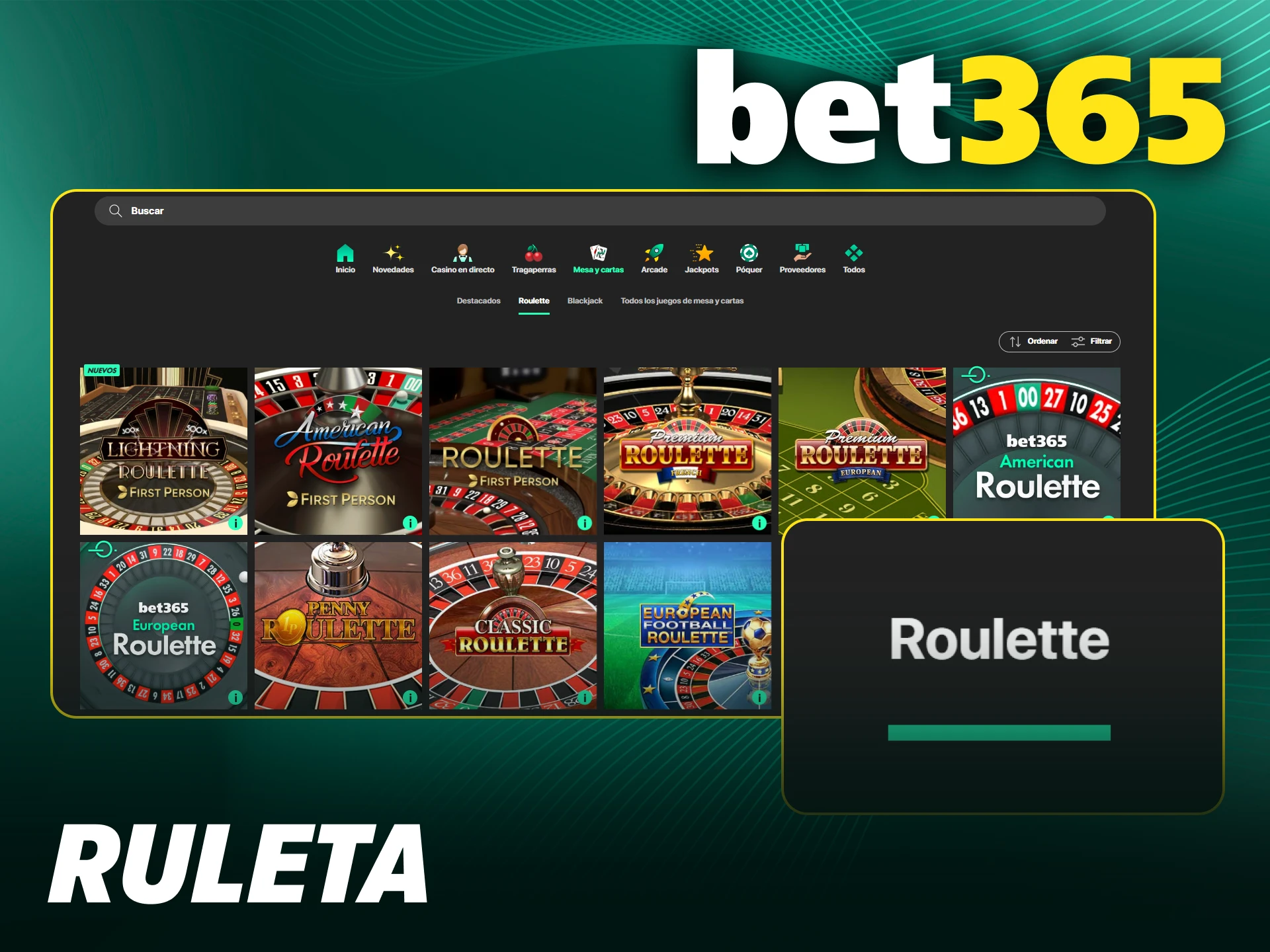 Prueba tu suerte en la ruleta de Bet365 y haz una apuesta para ganar.