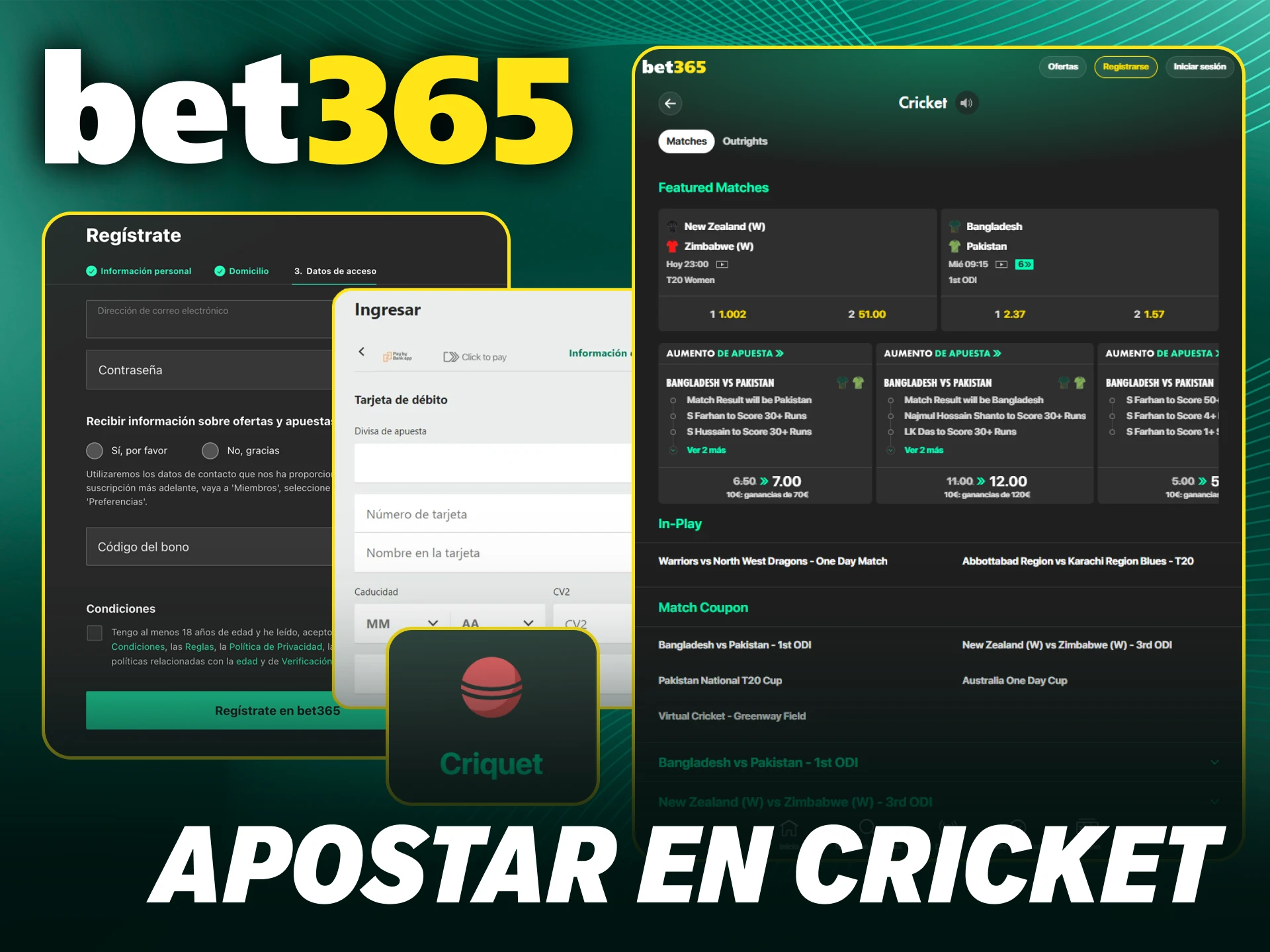 Comienza hoy mismo a generar tus primeras apuestas de cricket en Bet365.