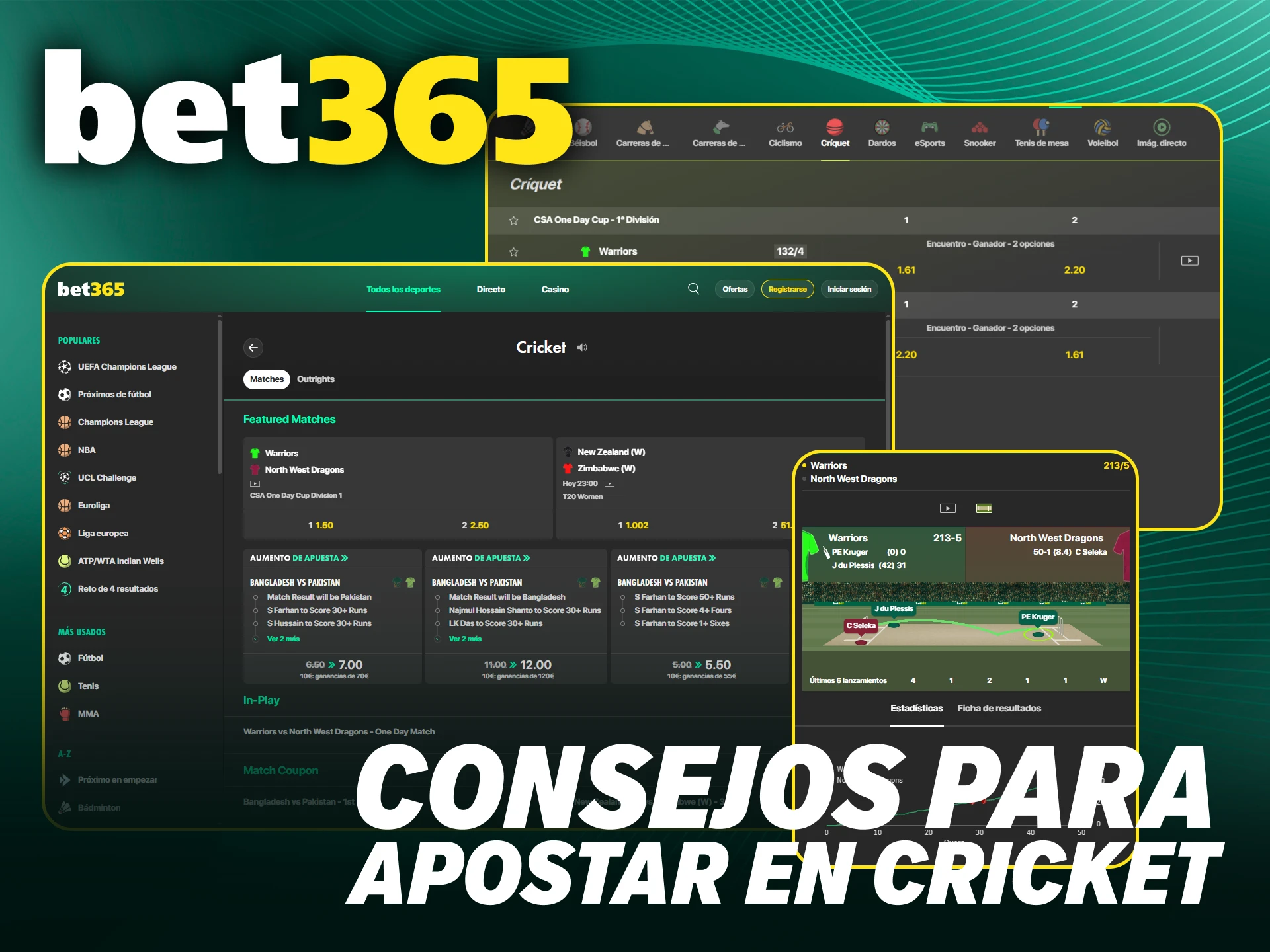 Domina los mercados y perfecciona tus apuestas de cricket en Bet365 oficial.