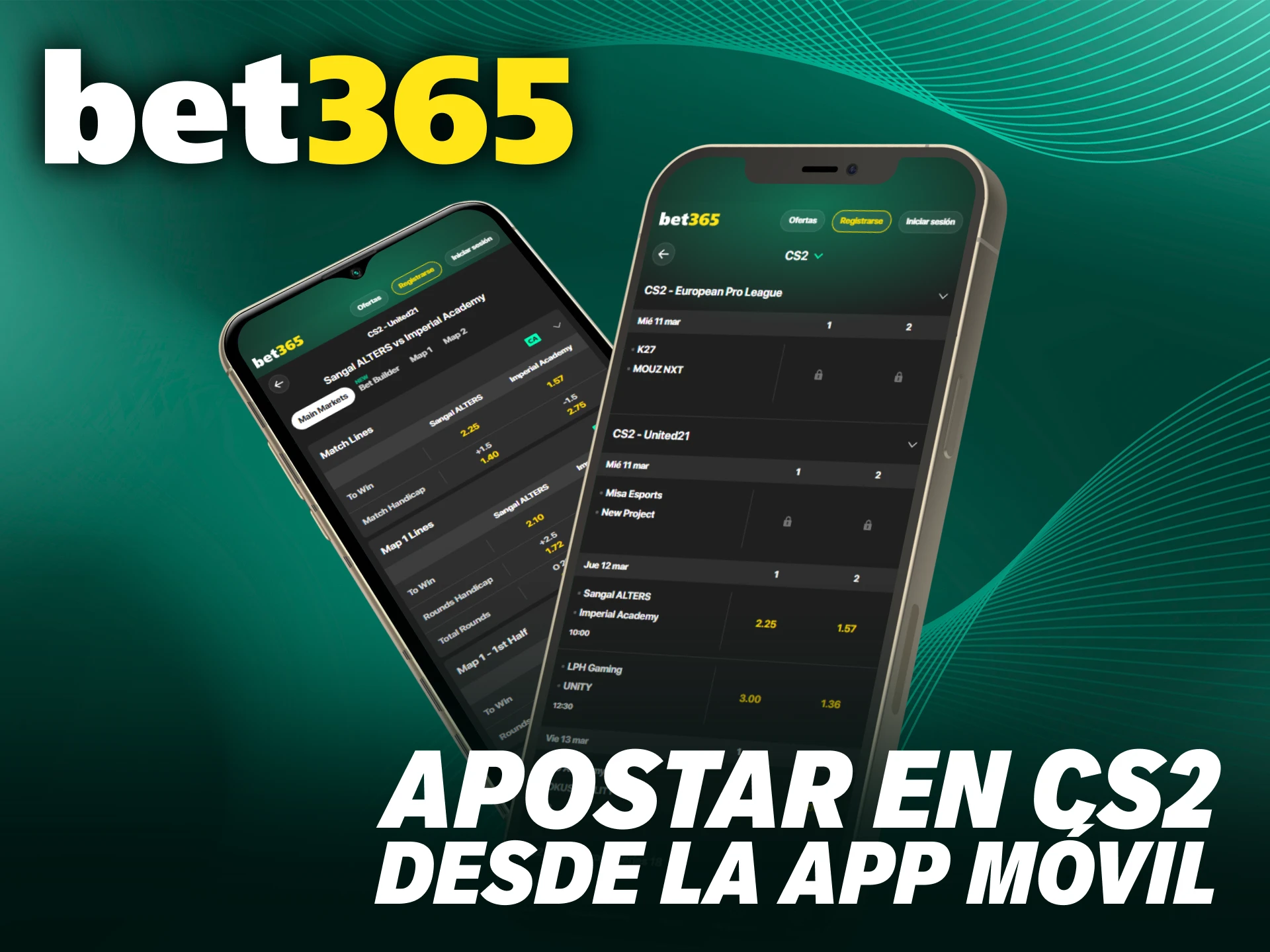 Utiliza la App de Bet365 para gestionar tus jugadas de CS2 desde cualquier lugar.