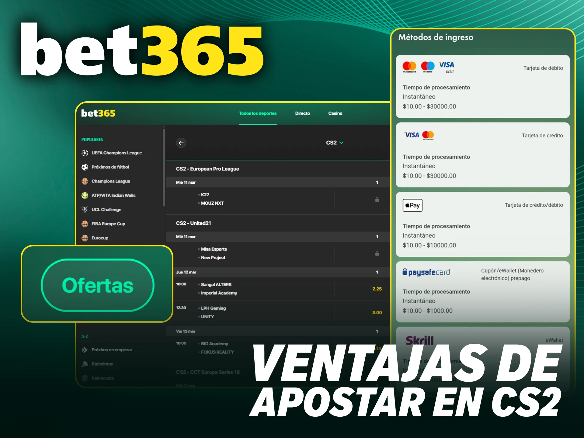 Aprovecha las mejores cuotas de Bet365 para ganar apuestas de CS2.