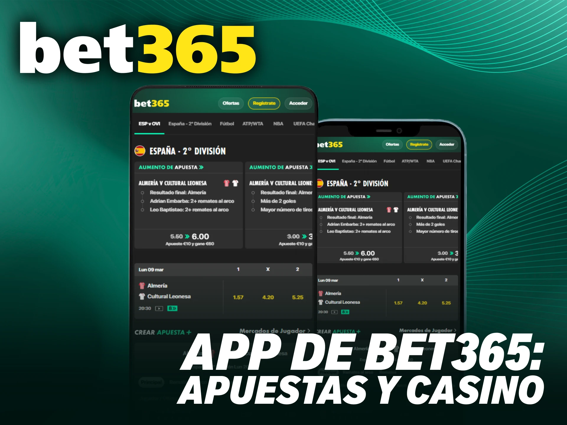 Descarga la aplicación móvil y disfruta del deporte en Bet365 siempre.