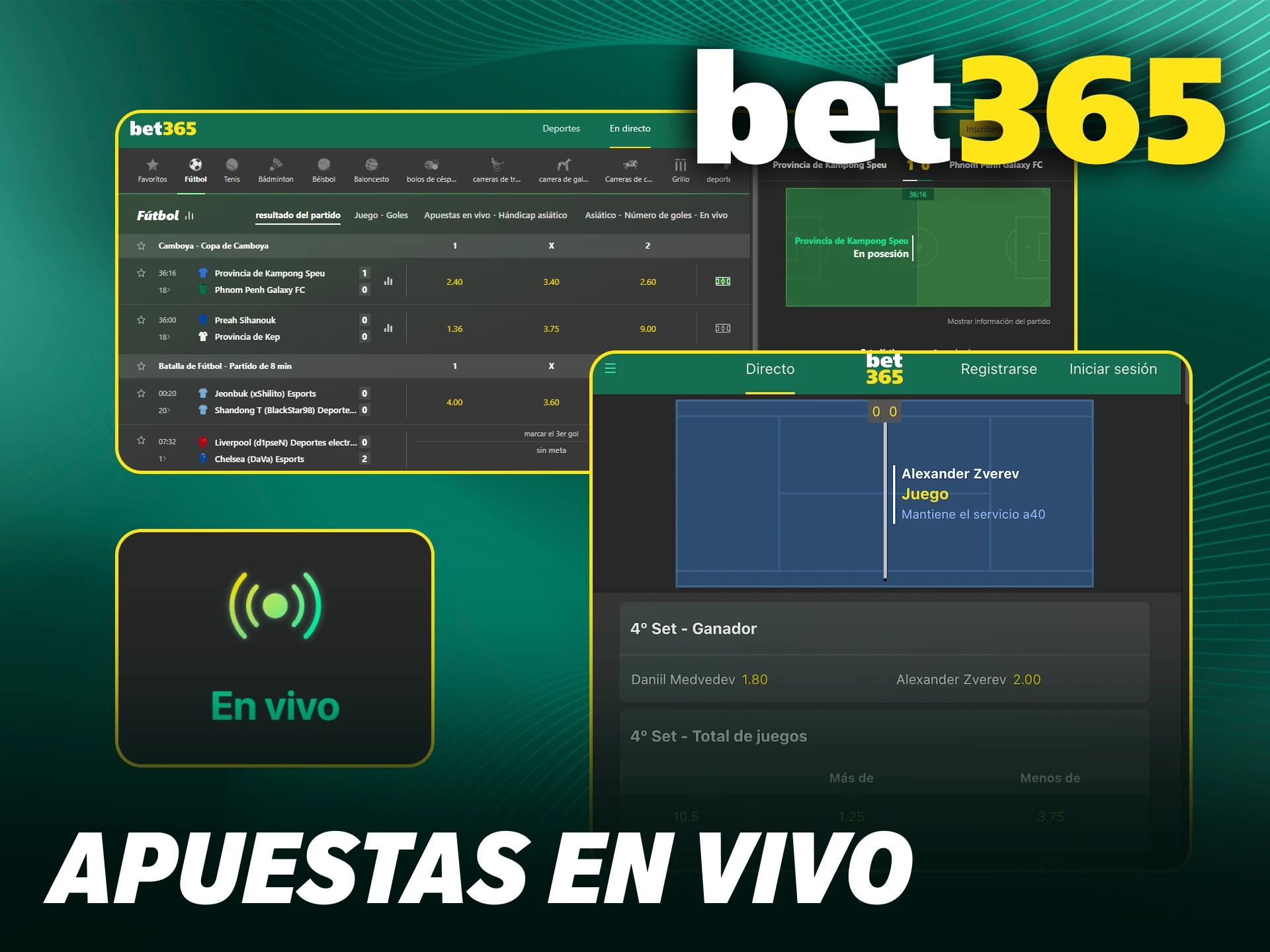 Disfruta la emoción del deporte en Bet365 con apuestas en vivo.