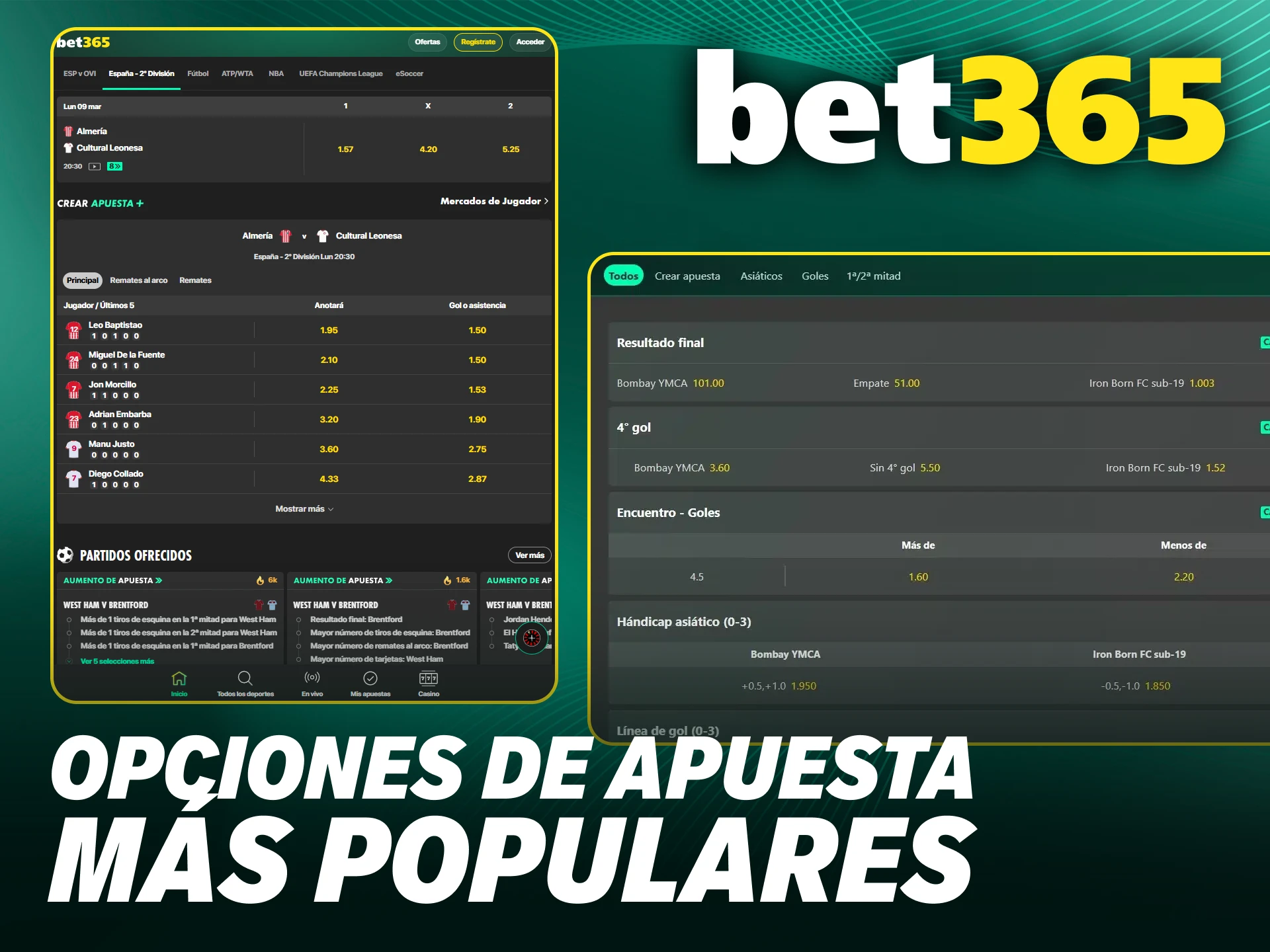 Encuentra los mercados más buscados para tu deporte en Bet365 online.