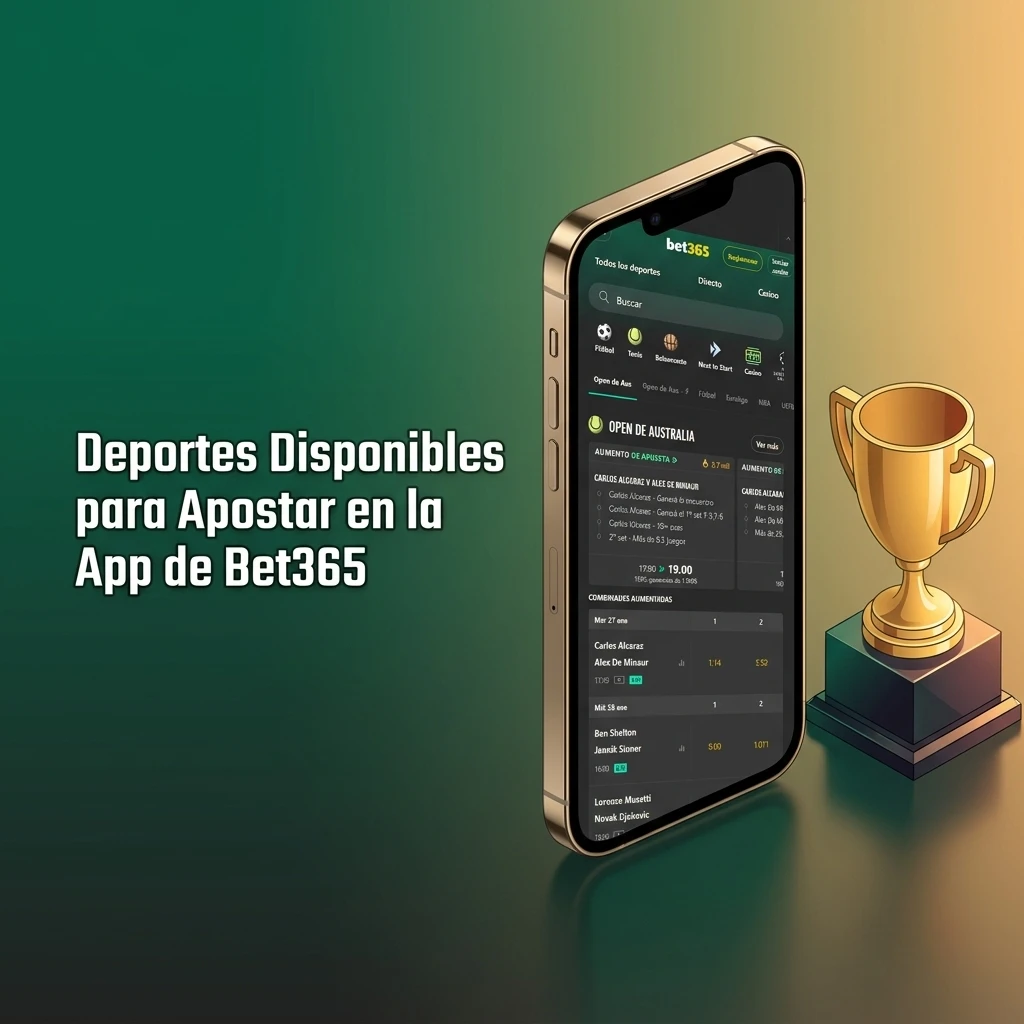 Deportes disponibles para apostar en la app Bet365: fútbol, tenis, básquetbol, béisbol, F1, rugby y más