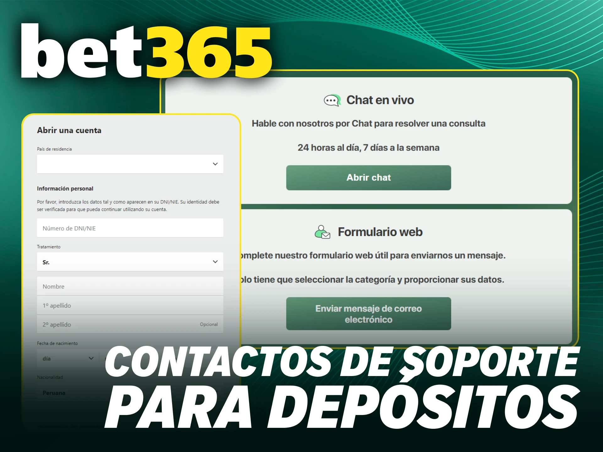 Contacta al soporte técnico de un depósito en Bet365 oficial.