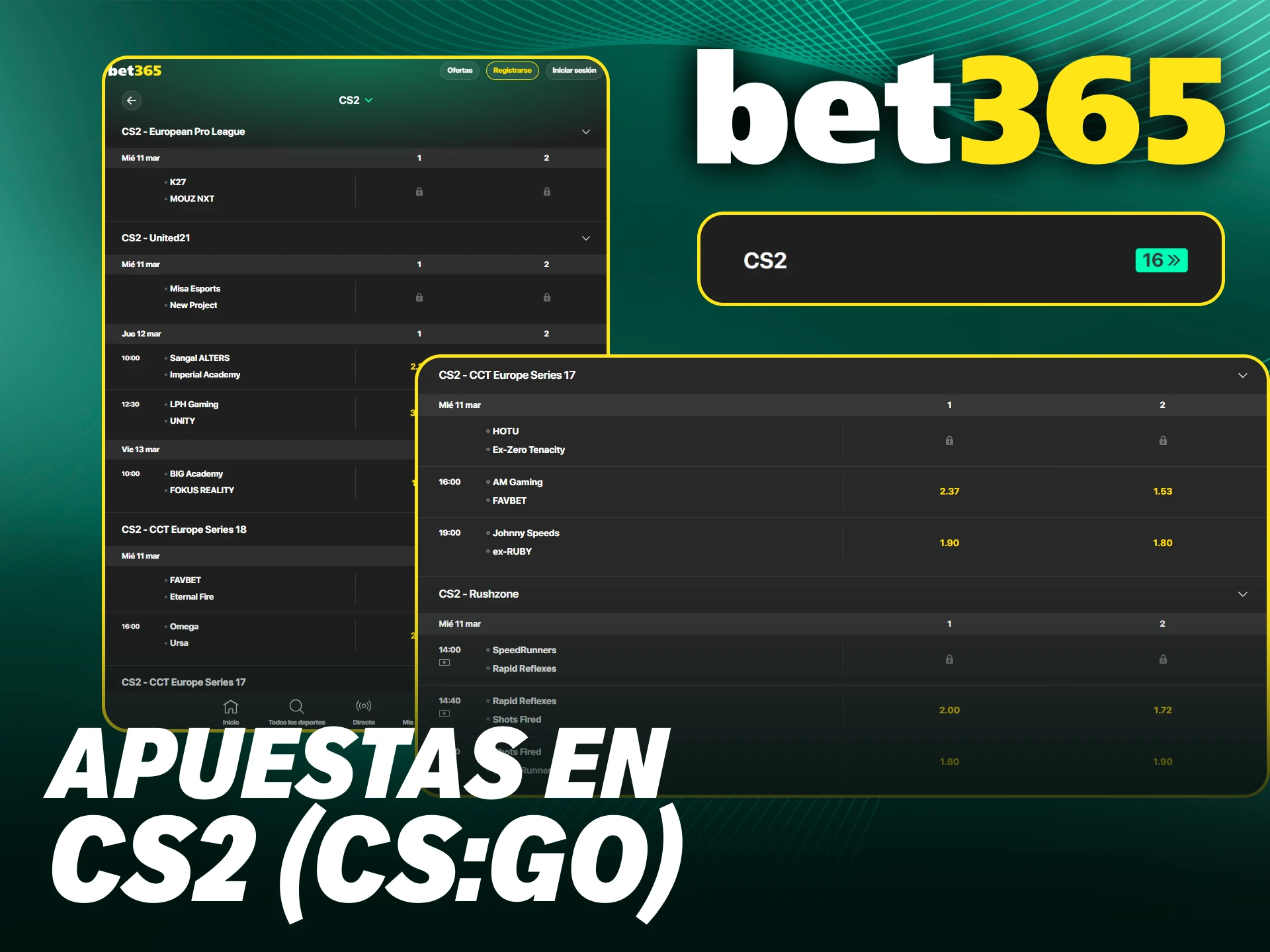 Domina los mercados de CS2 al realizar apuestas de eSports en Bet365.