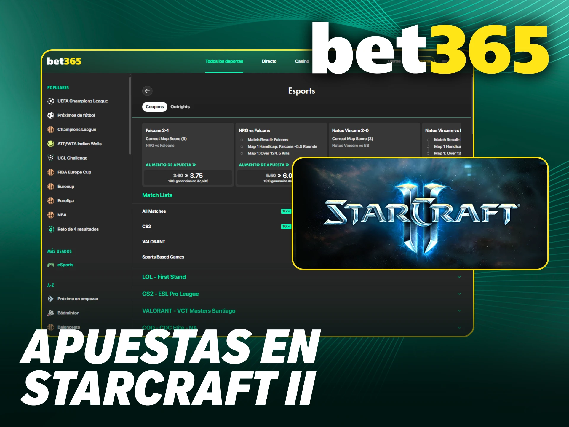 Vive la estrategia de StarCraft II con las apuestas de eSports en Bet365.