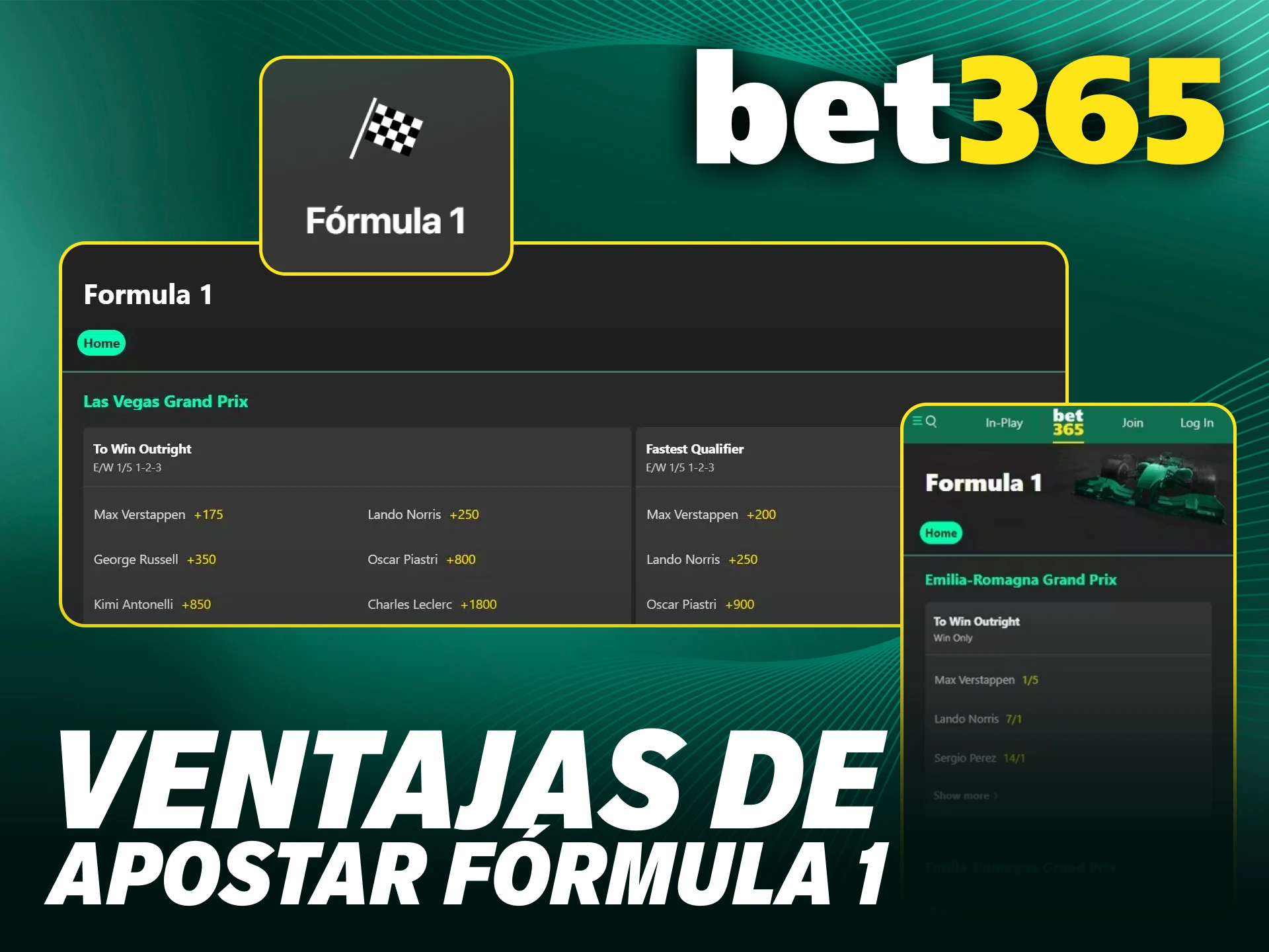 Aprovecha los beneficios y cuotas altas en apuestas de Fórmula 1 en Bet365.