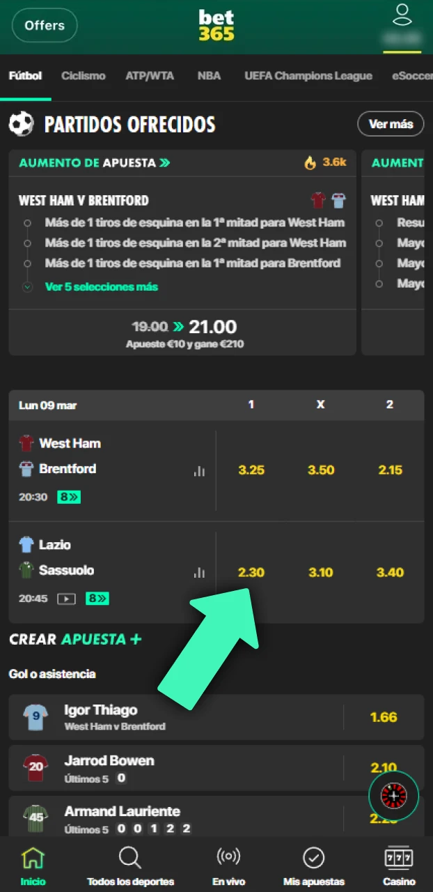 Valida tu ticket y finaliza tus apuestas de fútbol en Bet365.