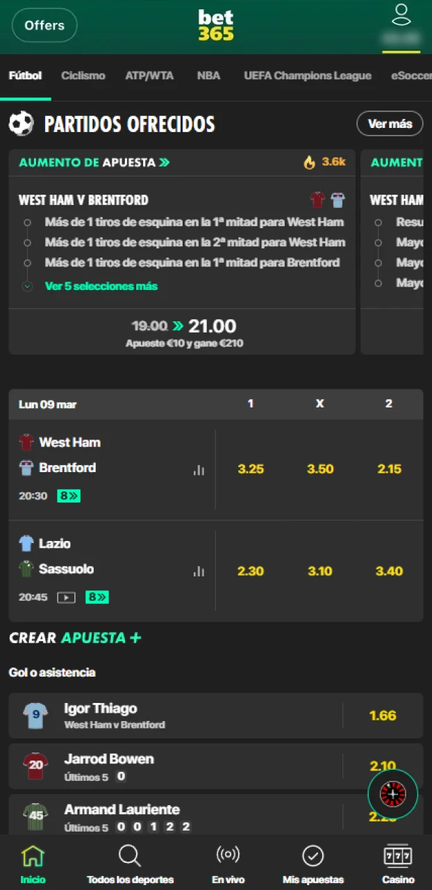 Define tu pronóstico ideal dentro de las apuestas de fútbol en Bet365.
