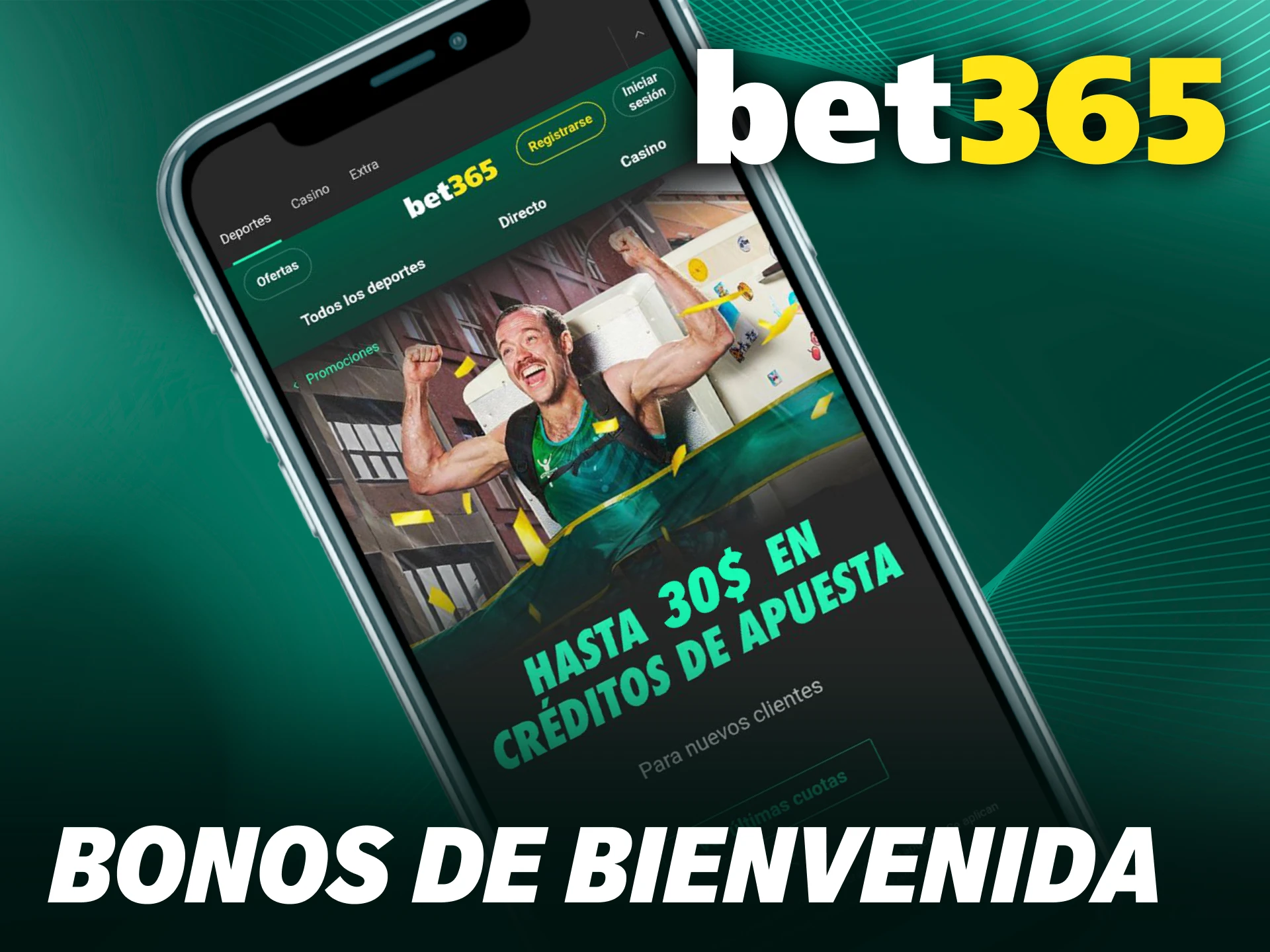 Reclama tu Bet365 bono de bienvenida al abrir la aplicación Bet365 iOS.
