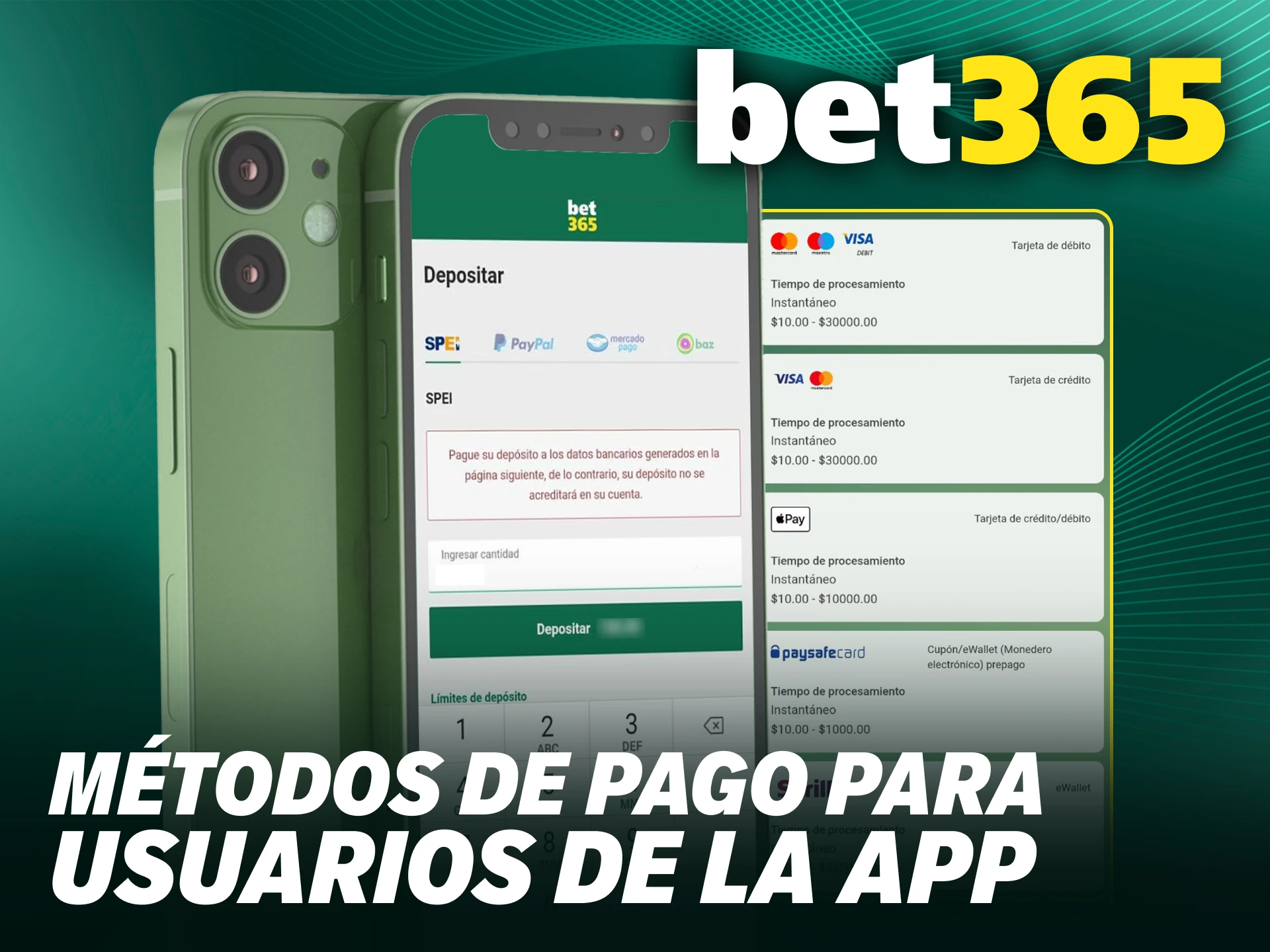 Gestiona tus Bet365 métodos de pago desde la aplicación Bet365 iOS.