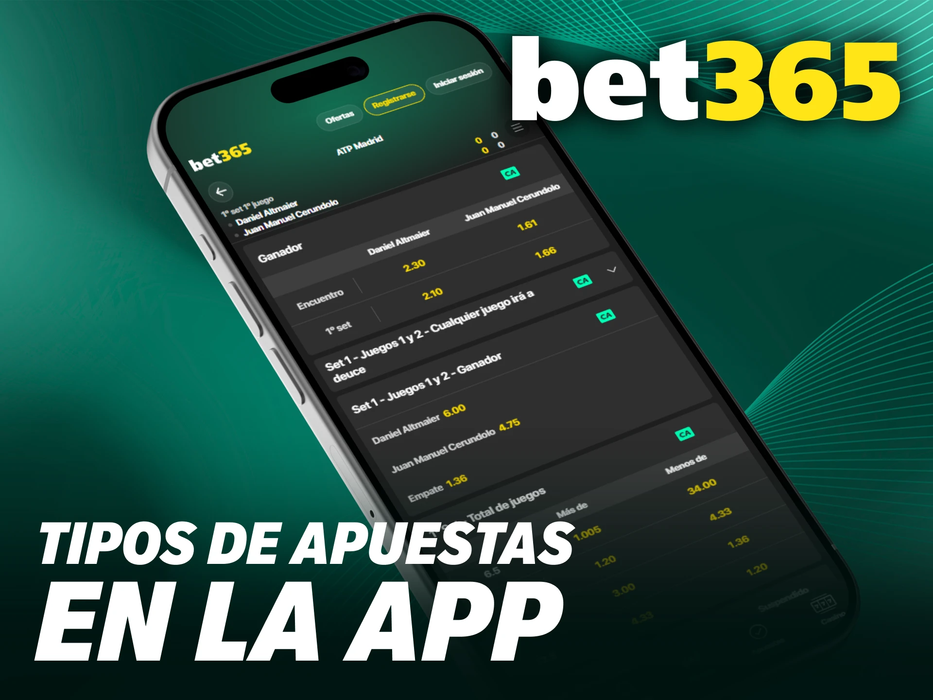 Conoce los mercados y jugadas dentro de la aplicación Bet365 iOS.