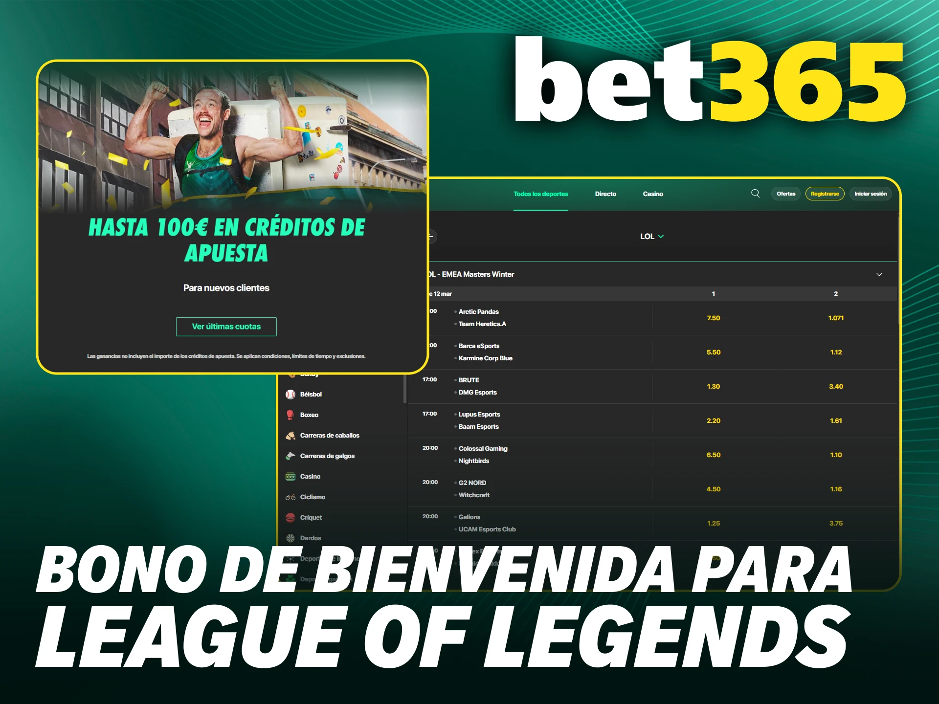 Activa en Bet365 Chile un excelente bono de bienvenida para apuestas de League of Legends.