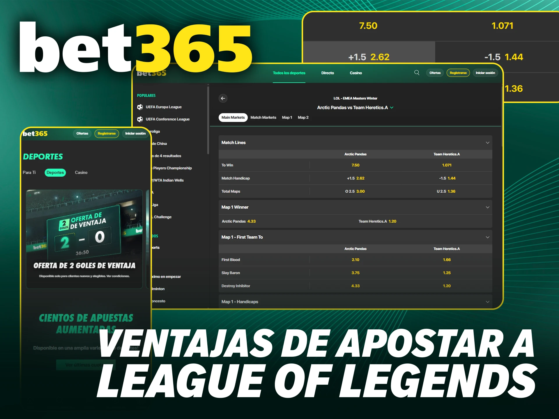 Elige Bet365 por sus beneficios en apuestas de League of Legends.