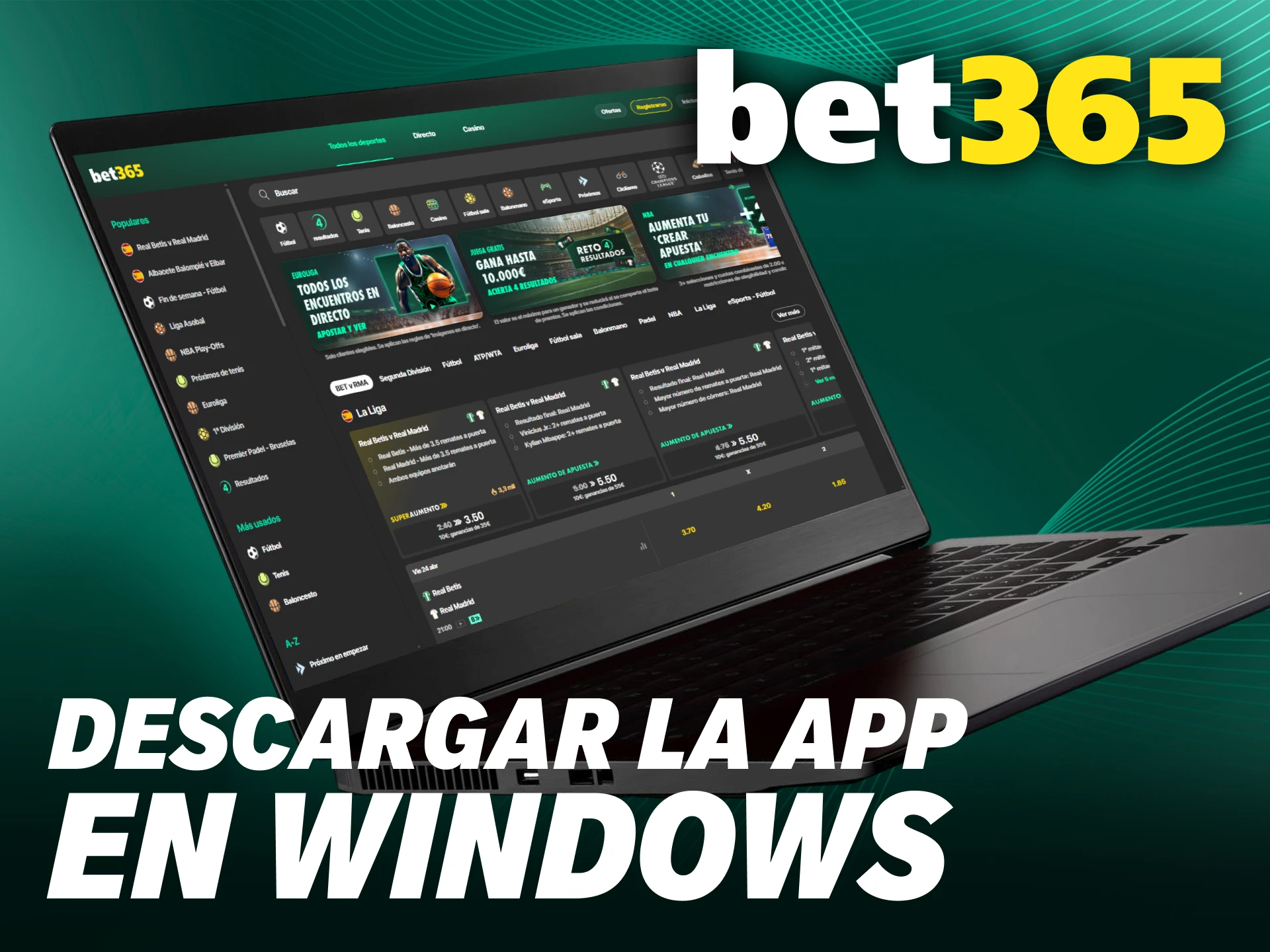  Sigue los pasos para instalar la aplicación Bet365 PC en sistemas Windows.