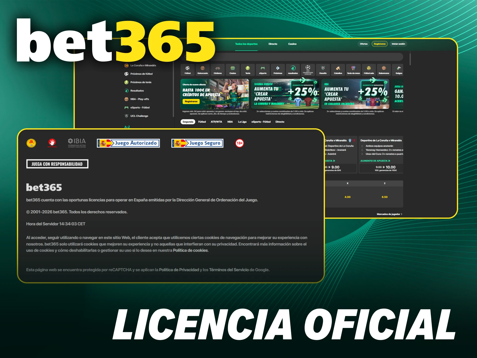Revisa los detalles de la licencia oficial de Bet365 para apostar con seguridad.