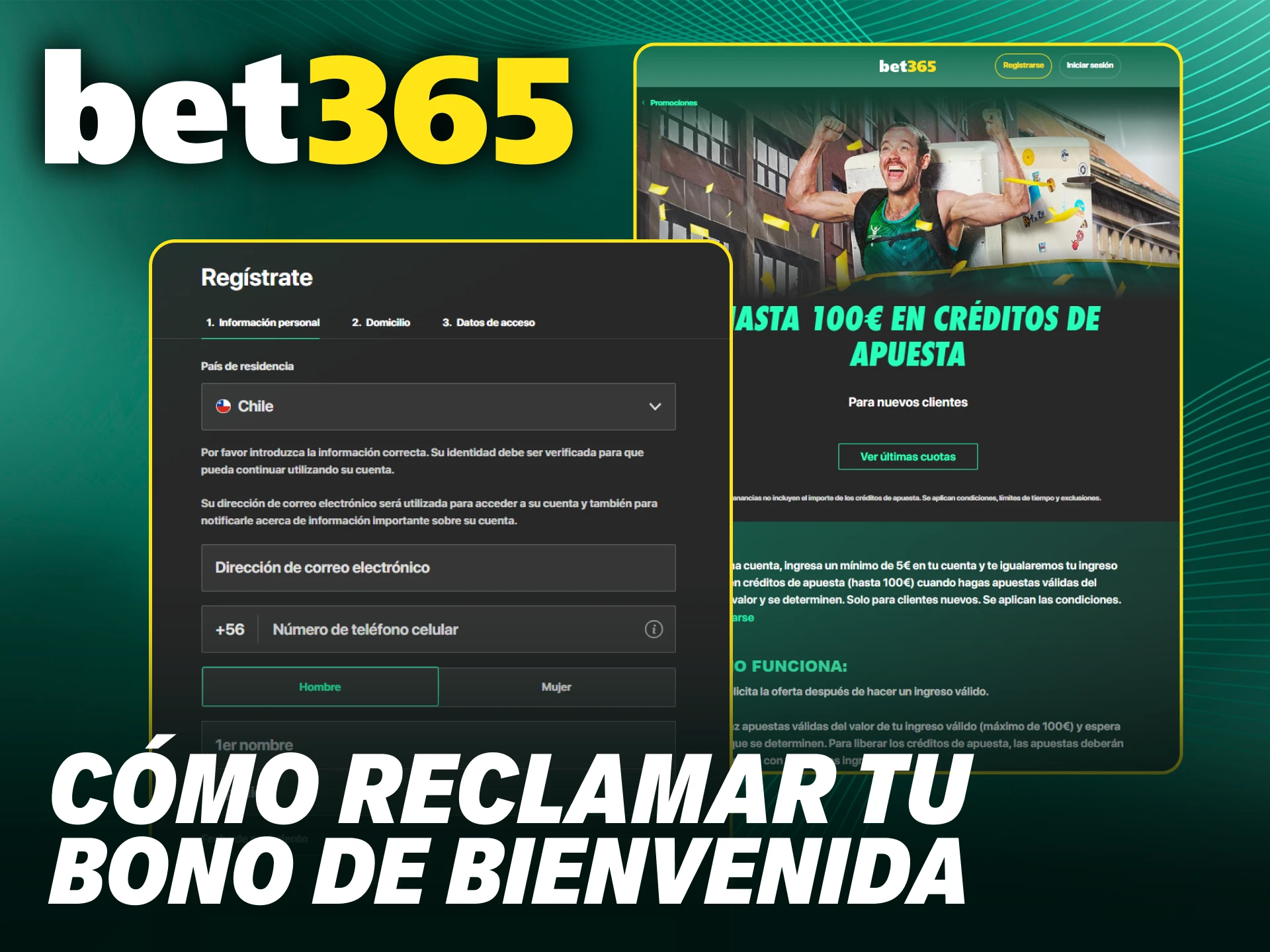 Obtén un bono de bienvenida al registrarte en Bet365.