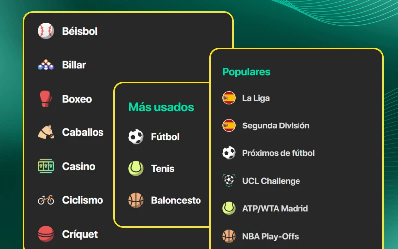 Apuesta en diversos deportes en la casa de apuestas Bet365.