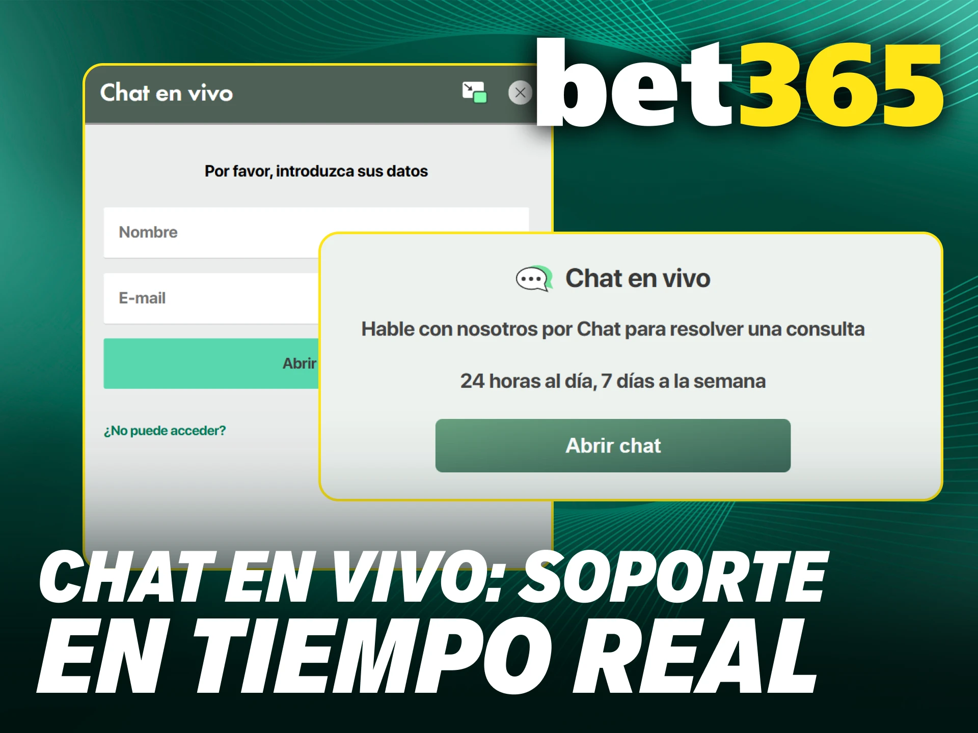 Utiliza el chat en vivo de Bet365 y resuelve problemas.