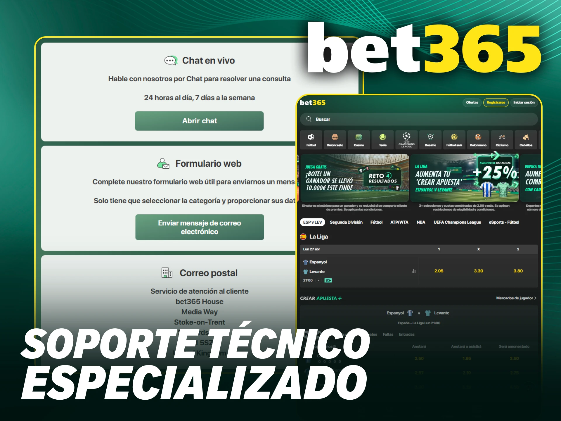 Recibe soporte técnico especializado en Bet365 para asegurar que tu cuenta funcione correctamente.