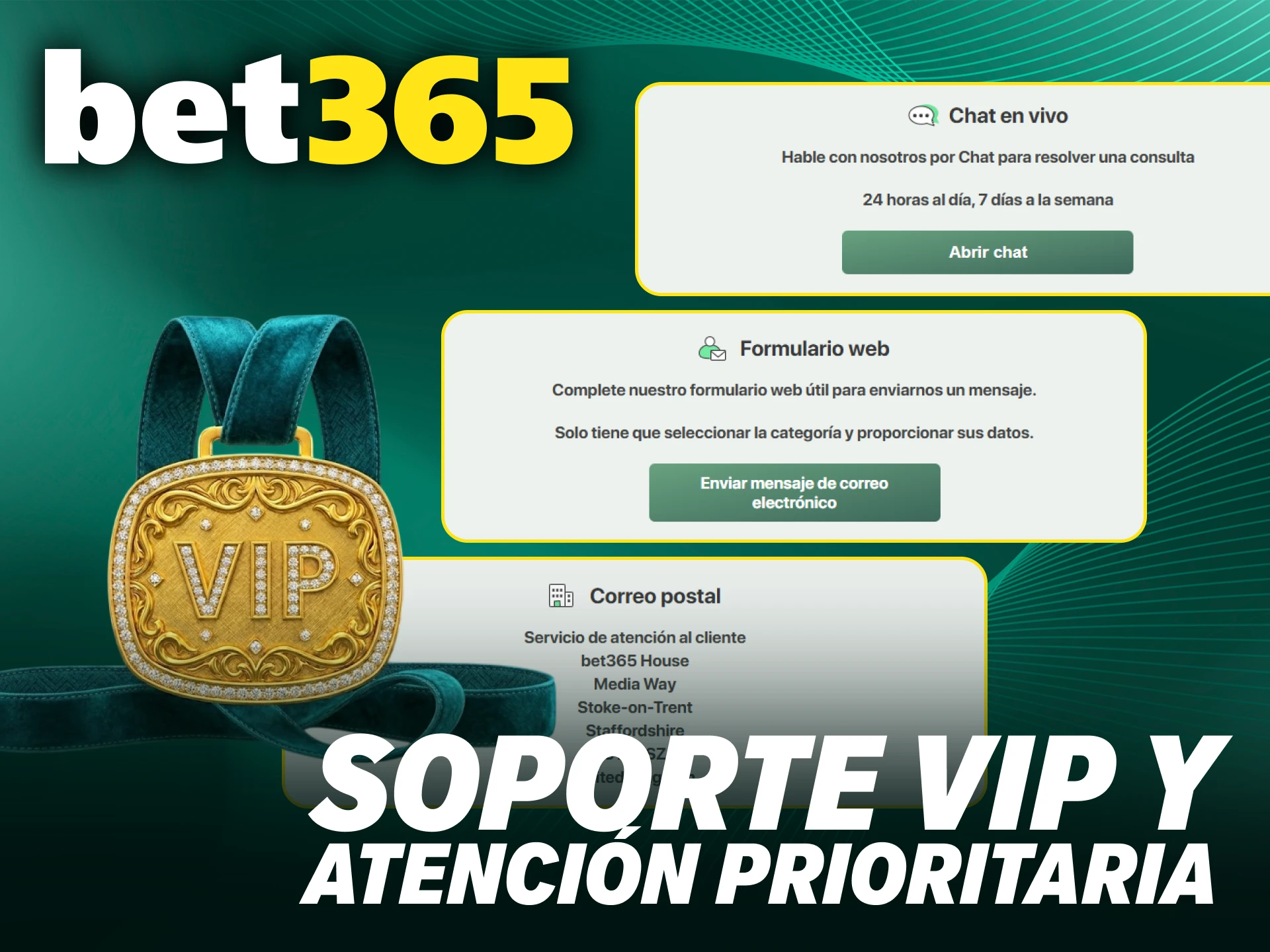 Accede al servicio VIP de Bet365 para recibir atención prioritaria.