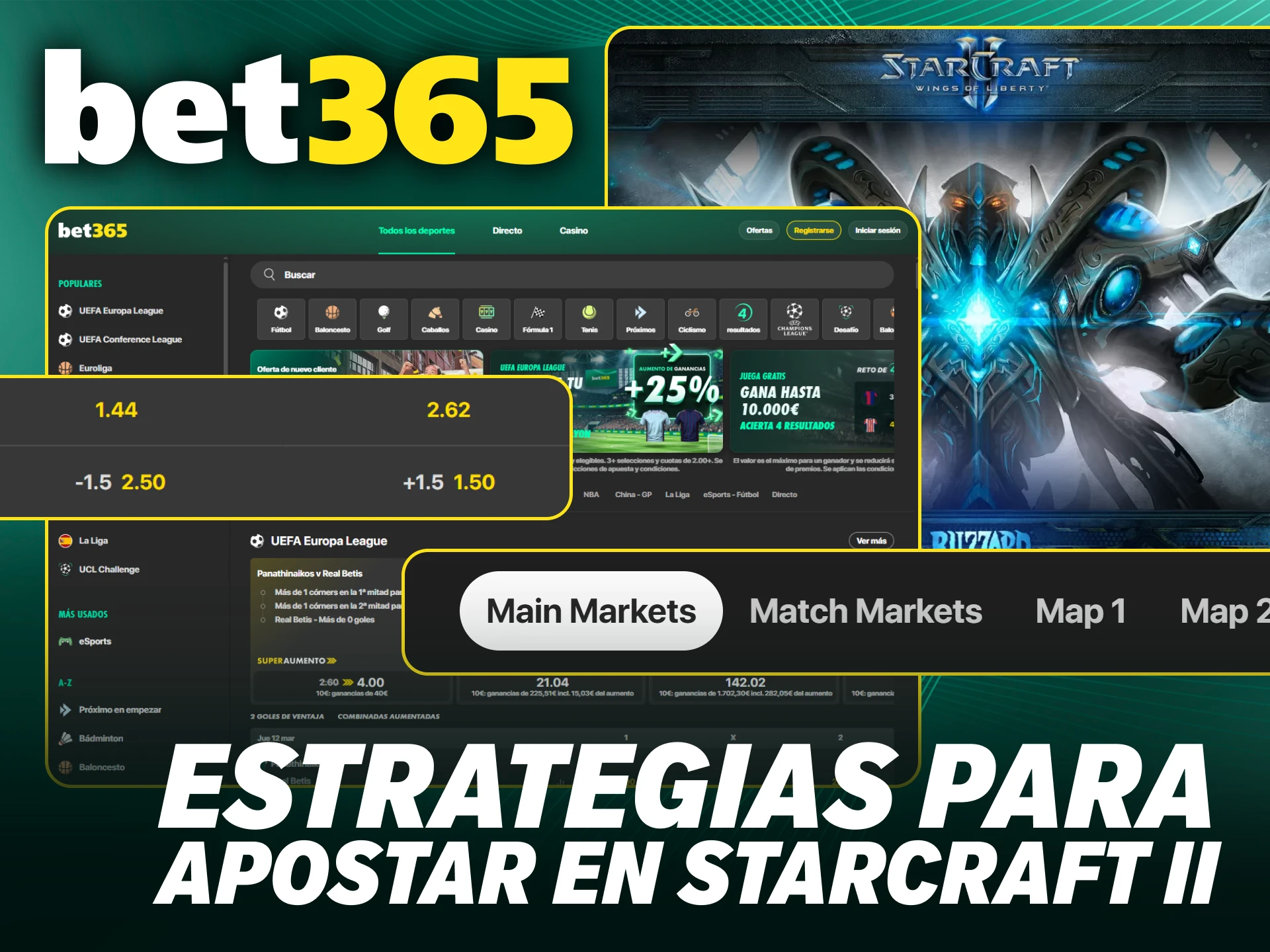 Perfecciona tu técnica y descubre cómo ganar apuestas de StarCraft II en Bet365.